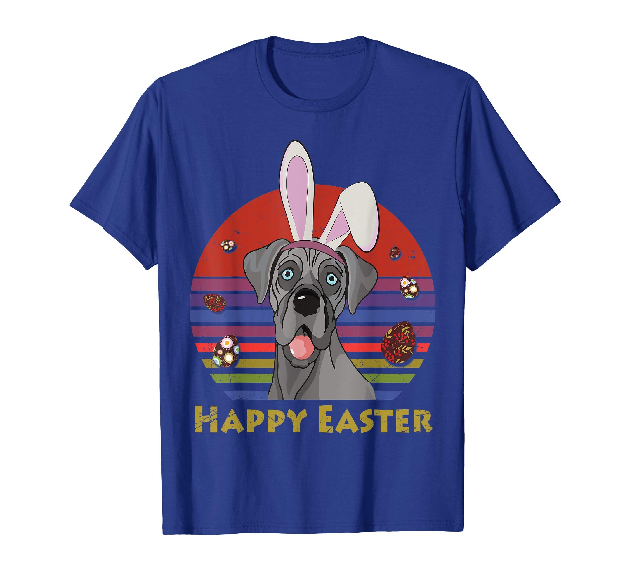 Great Dane With Bunny Headband Happy Easter Tshirt Gifts