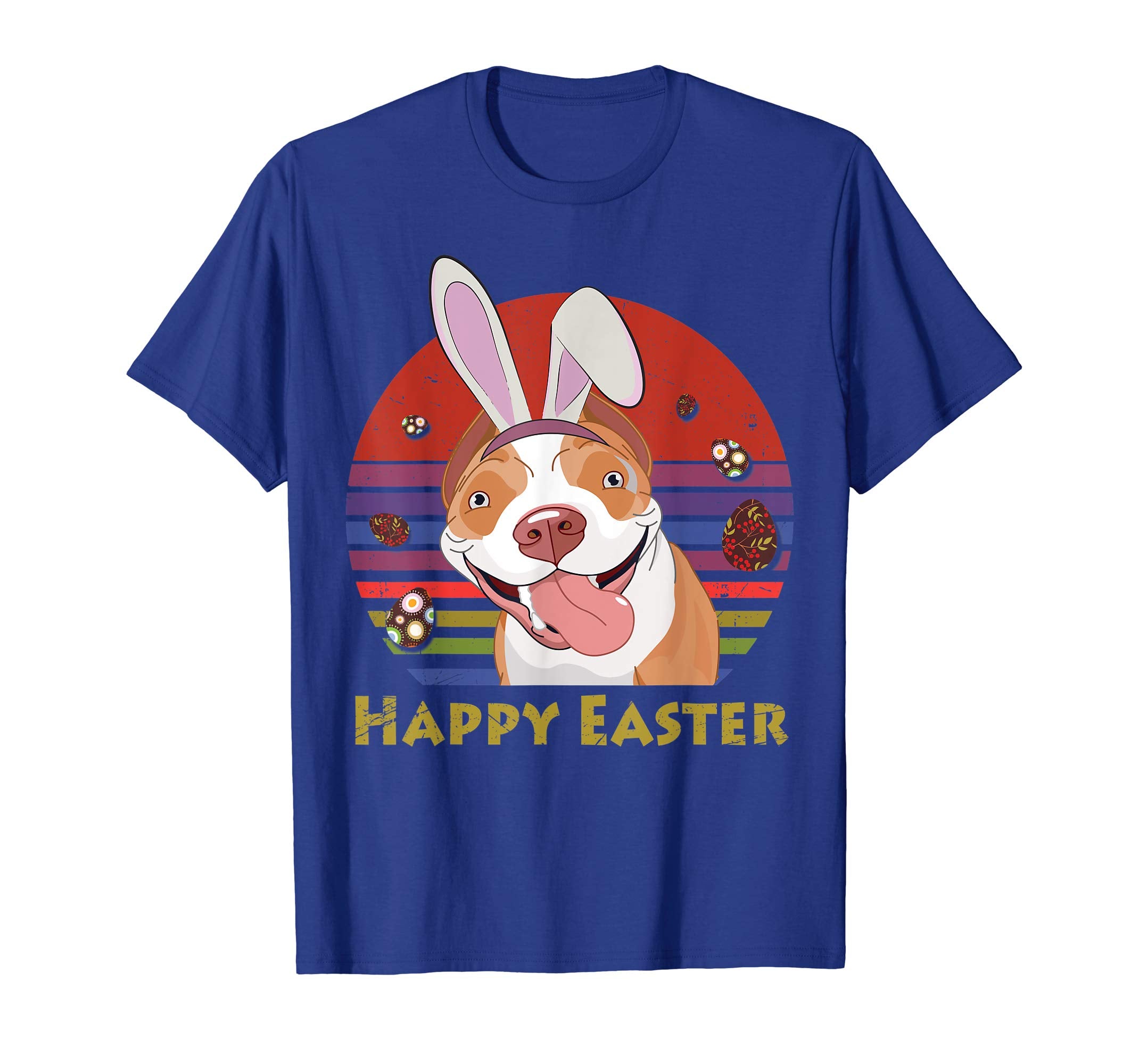 Pitbull With Bunny Headband Happy Easter Tshirt Easter Gifts