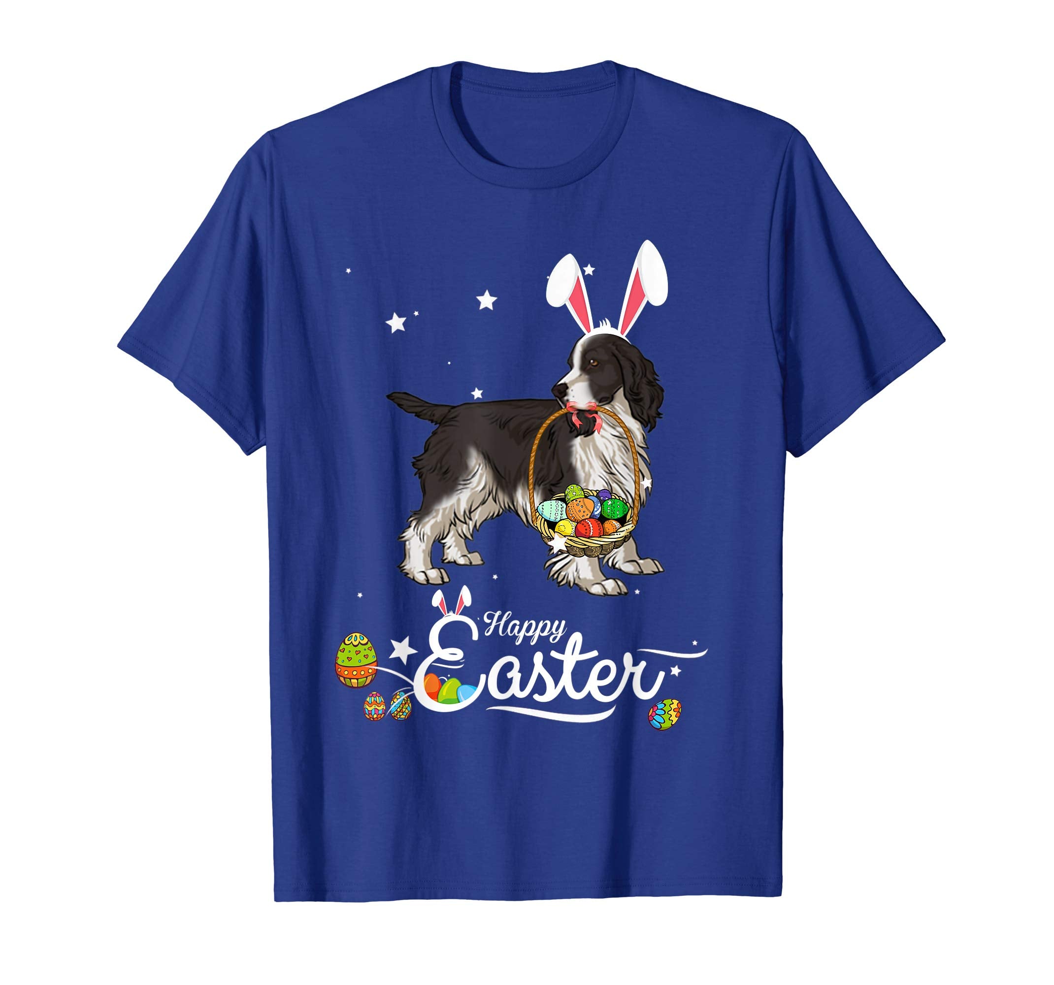 Springer Spaniel Dog With Bunny Hat Easter Costume T Shirt