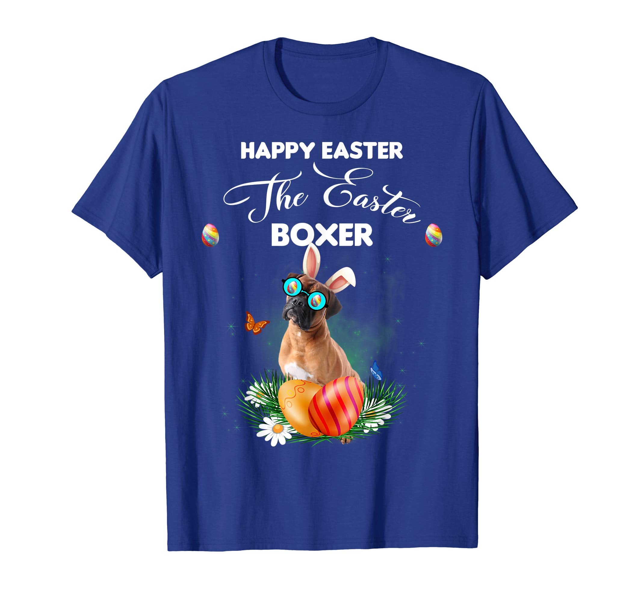 Boxer Dog Sunglass Bunny Happy Easter Day Tshirt