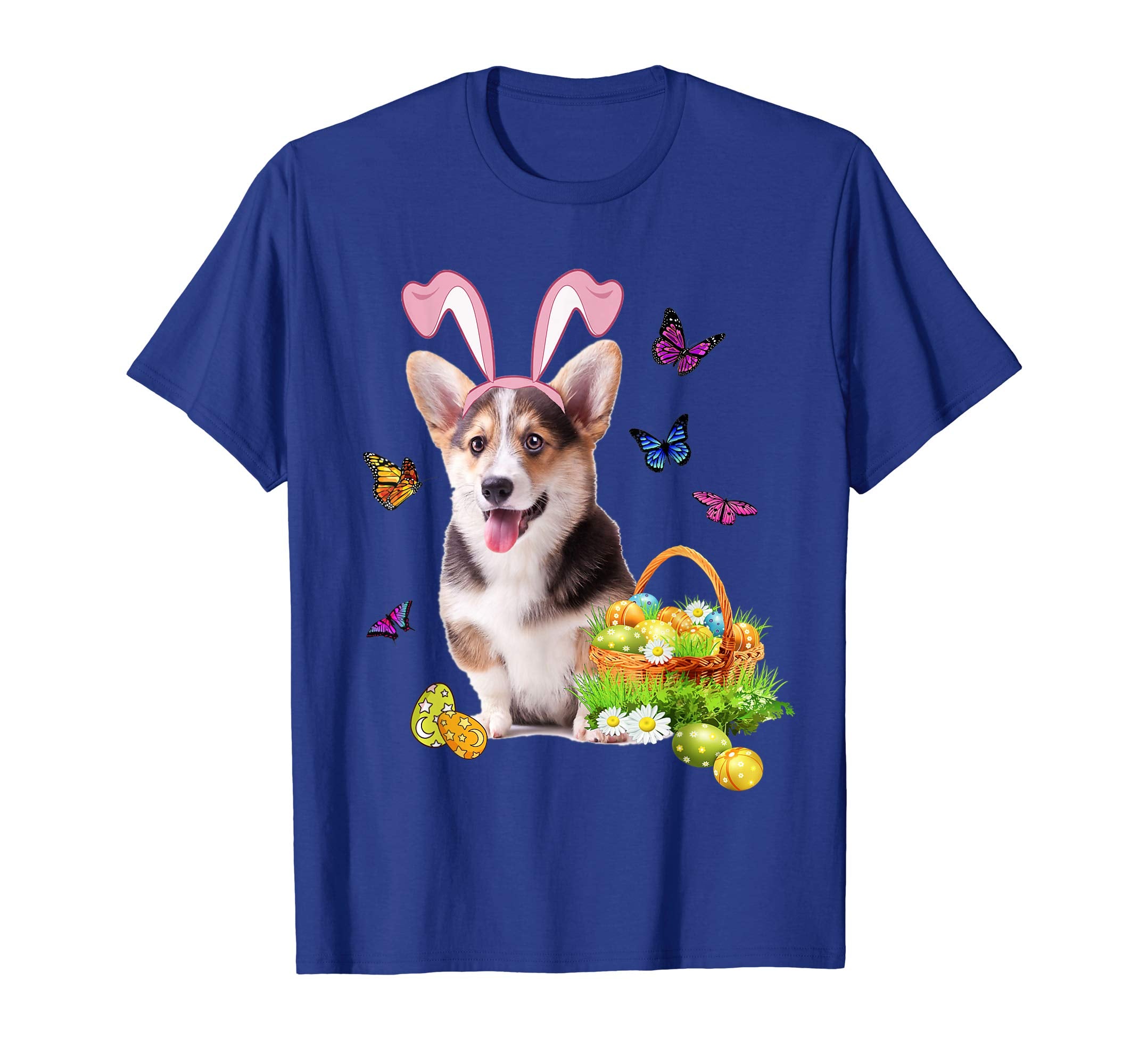 Corgi Bunny Hat Rabbit Easter Eggs T-Shirt