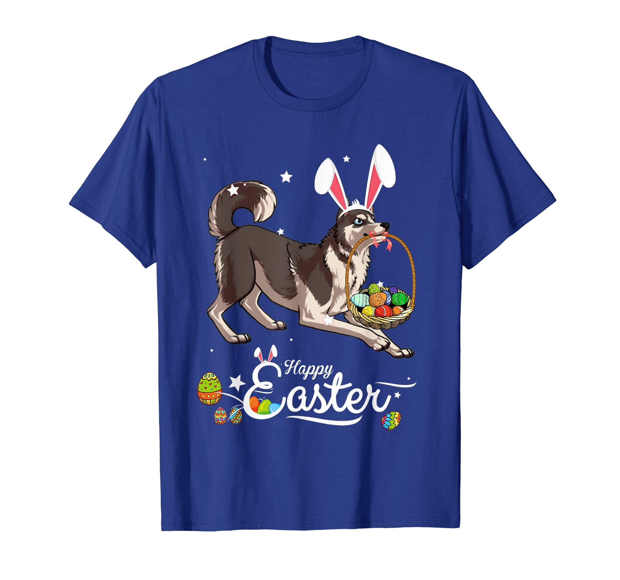 Siberian Husky Dog With Bunny Hat Easter Costume T Shirt