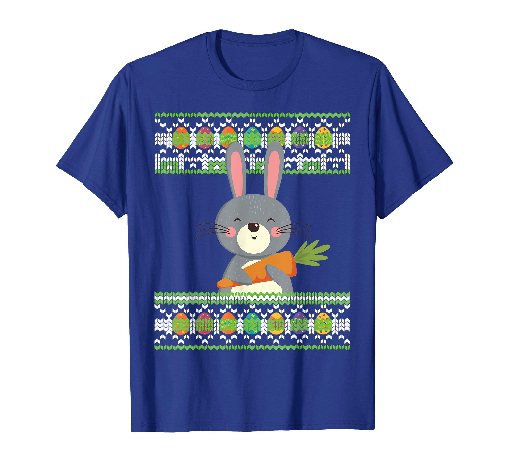 Bunny Rabbit With Big Carrot Easter Eggs Ugly Sweater Shirt