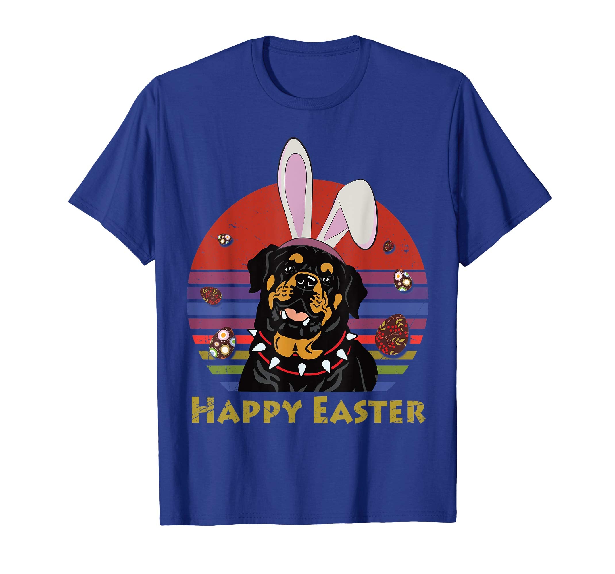 Rottweiler With Bunny Headband Happy Easter Tshirt Gifts