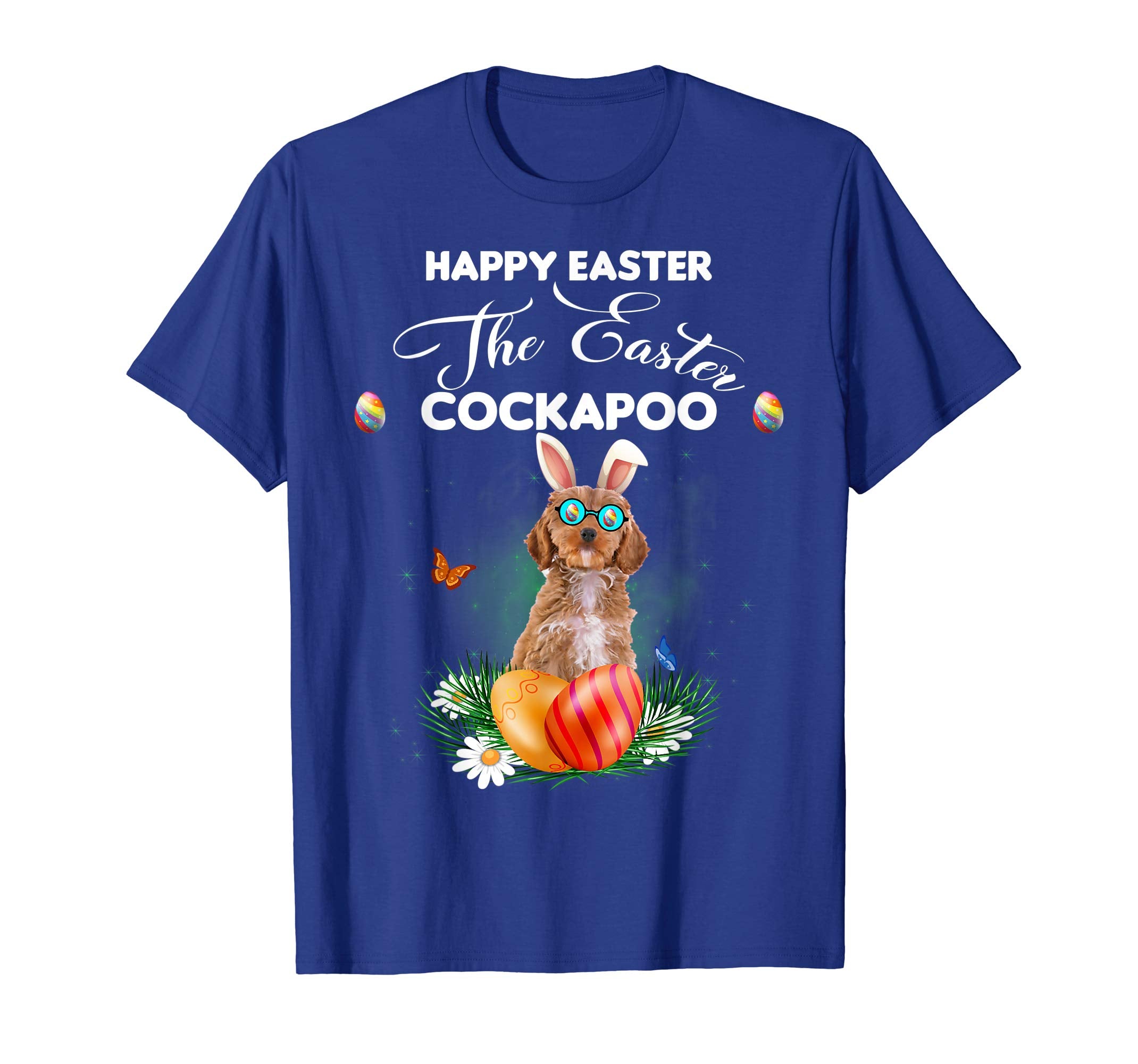 Cockapoo Dog Sunglass Bunny Happy Easter Day Tshirt