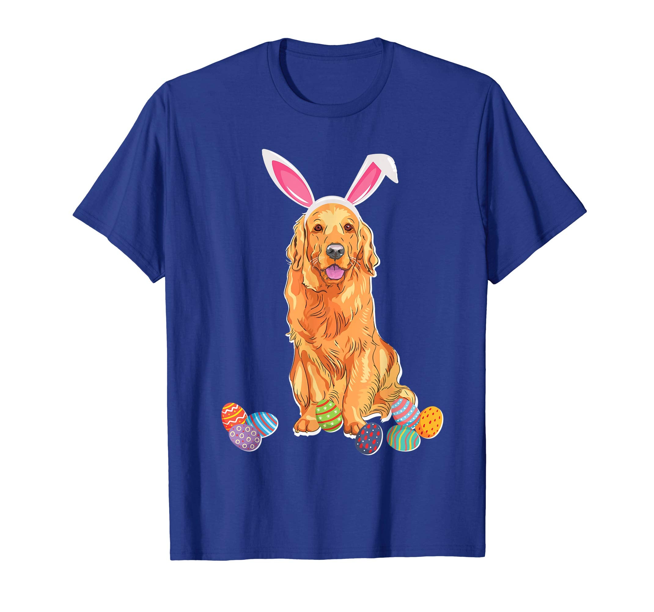 Golden Retriever Bunny Rabbit Hat Easter Eggs Happy Shirt
