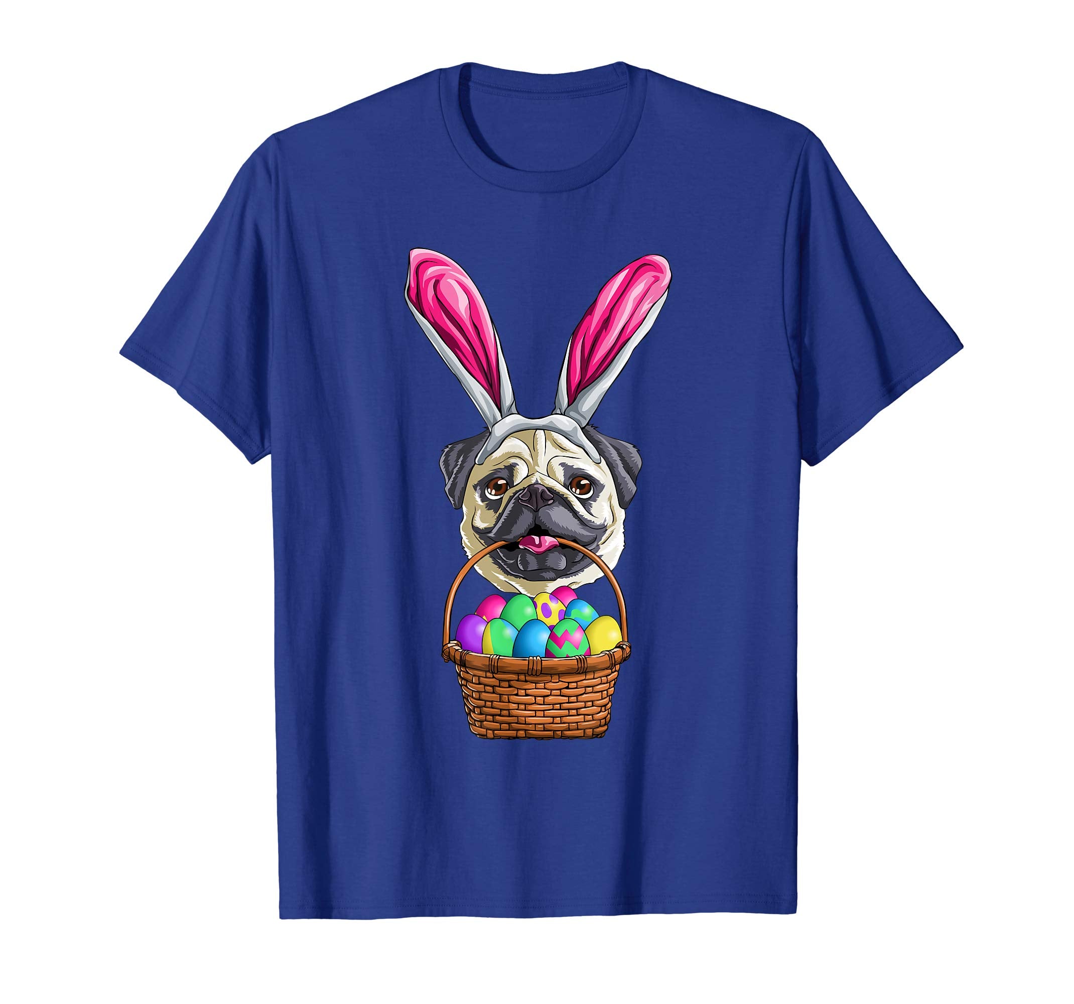 Easter Pug T Shirt Men Women Kids Bunny Basket Eggs Gift