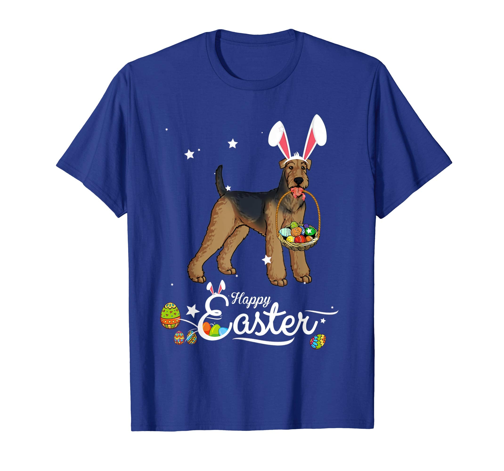 Airedale Terrier Dog With Bunny Hat Easter Costume T Shirt