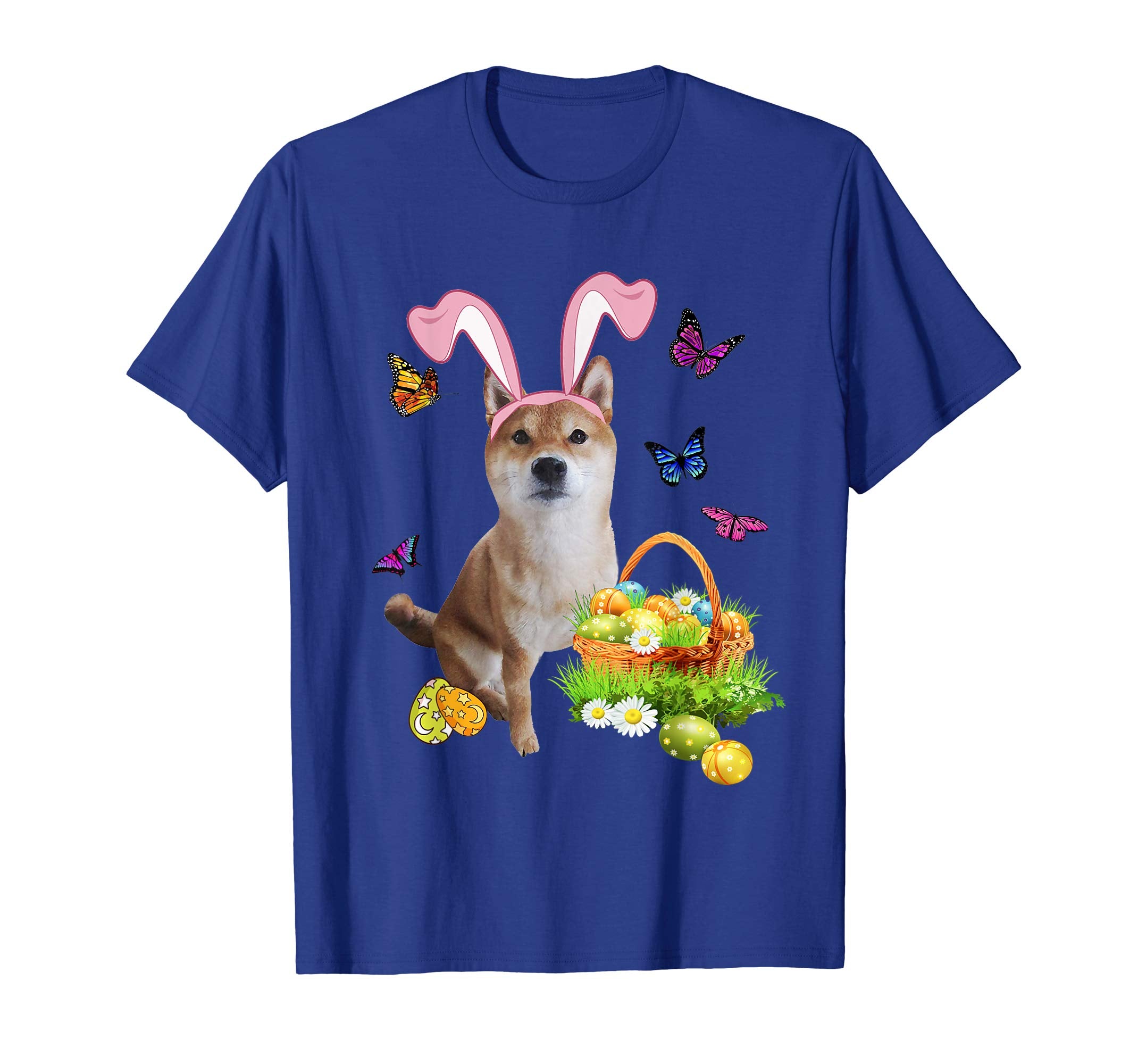 Akita Inu Bunny Hat Rabbit Easter Eggs T-Shirt