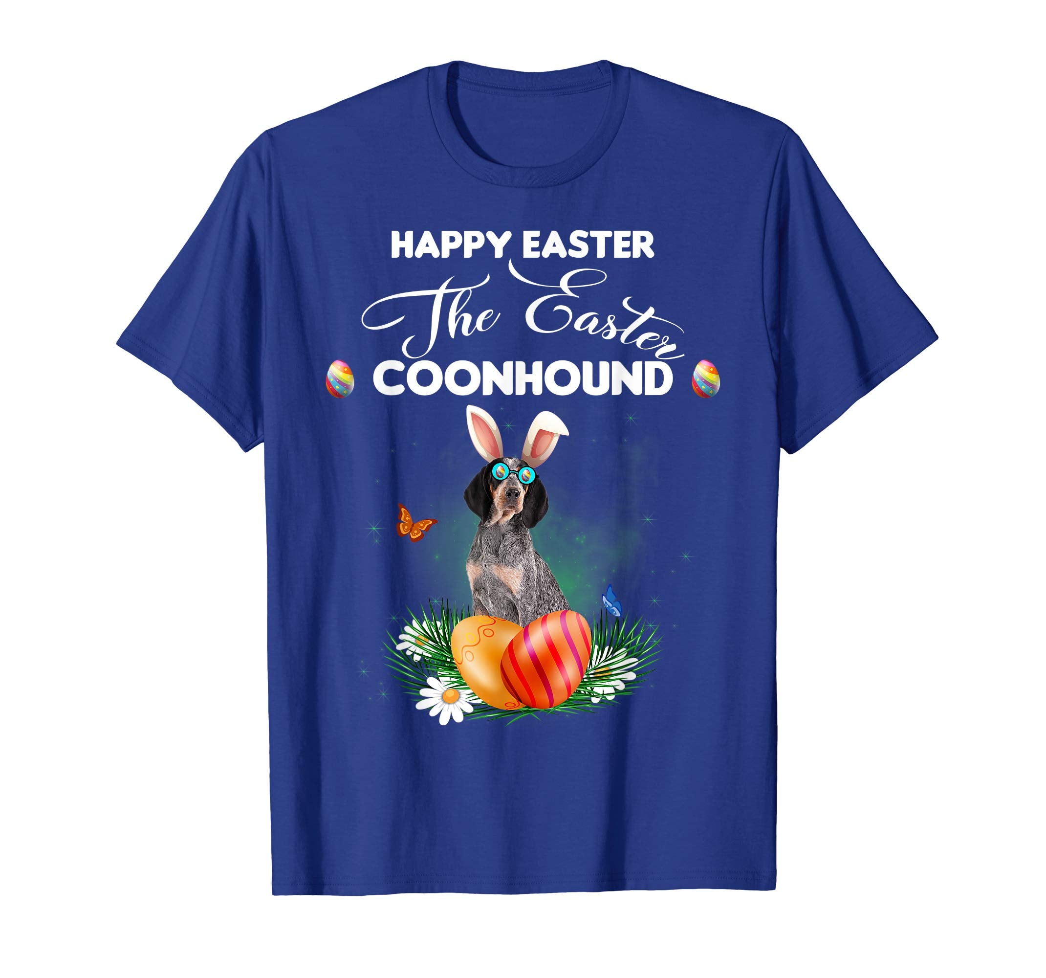 Coonhound Dog Sunglass Bunny Happy Easter Day Tshirt