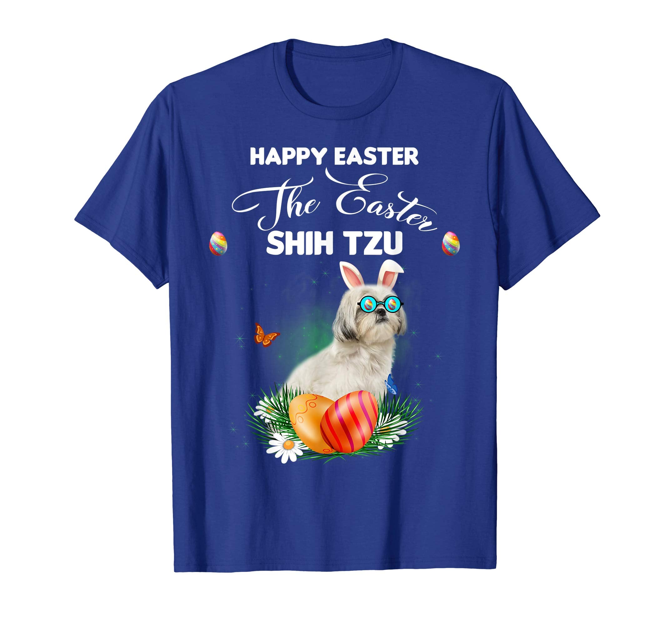 Shih Tzu Dog Sunglass Bunny Happy Easter Day Tshirt