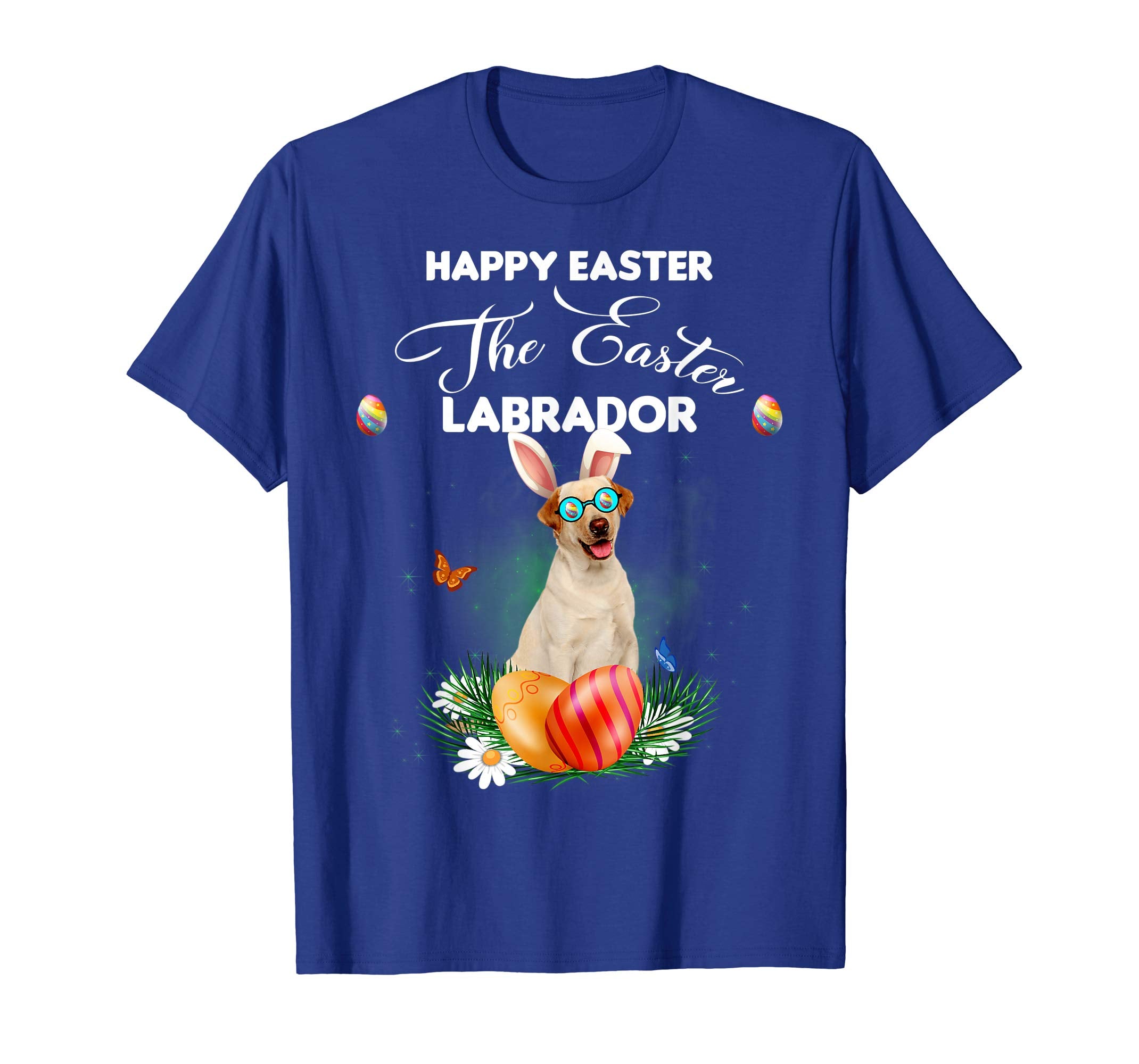 Labrador Dog Sunglass Bunny Happy Easter Day Tshirt