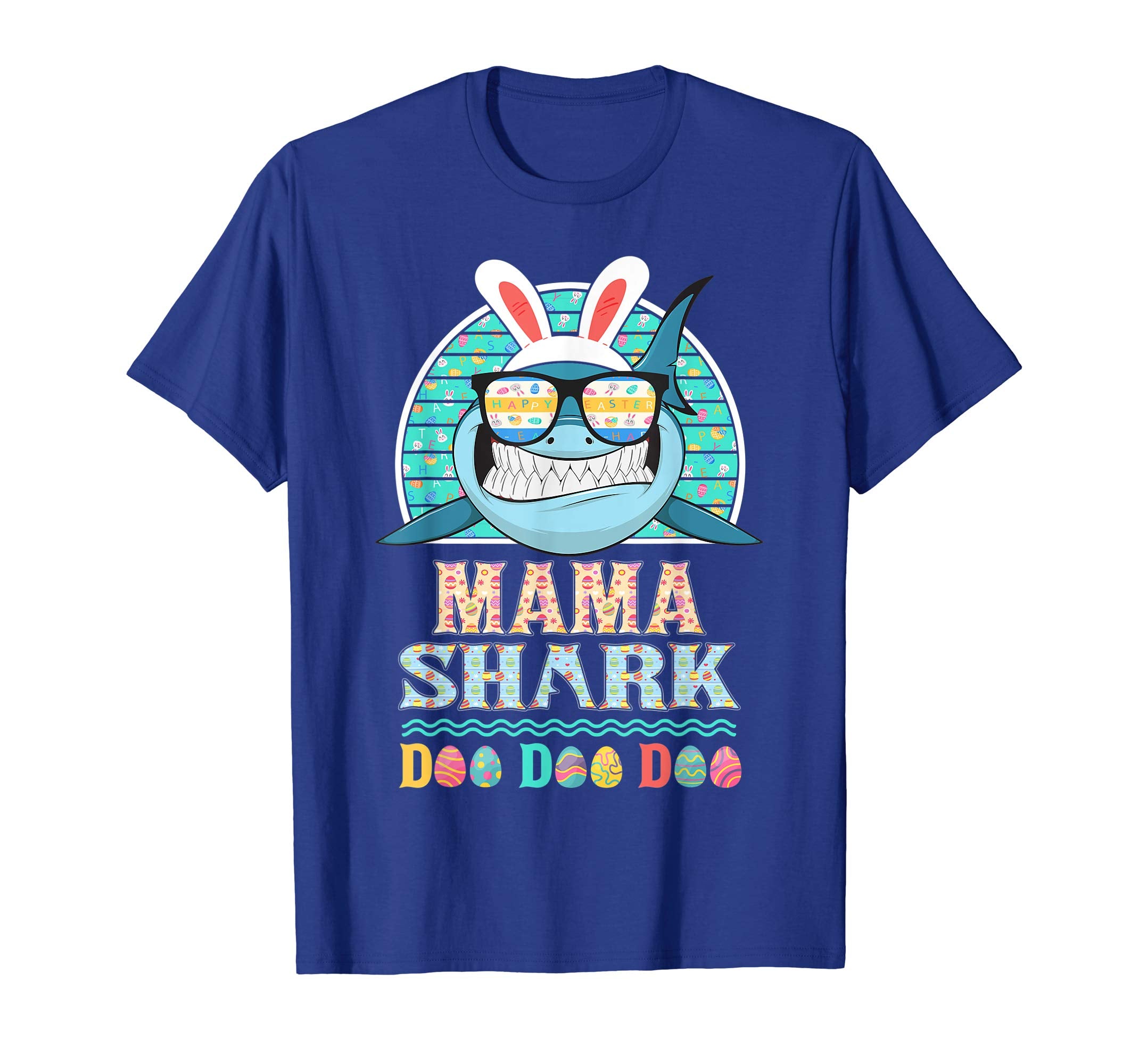 Funny Mama Shark Happy Easter Day Gift Family Shirt