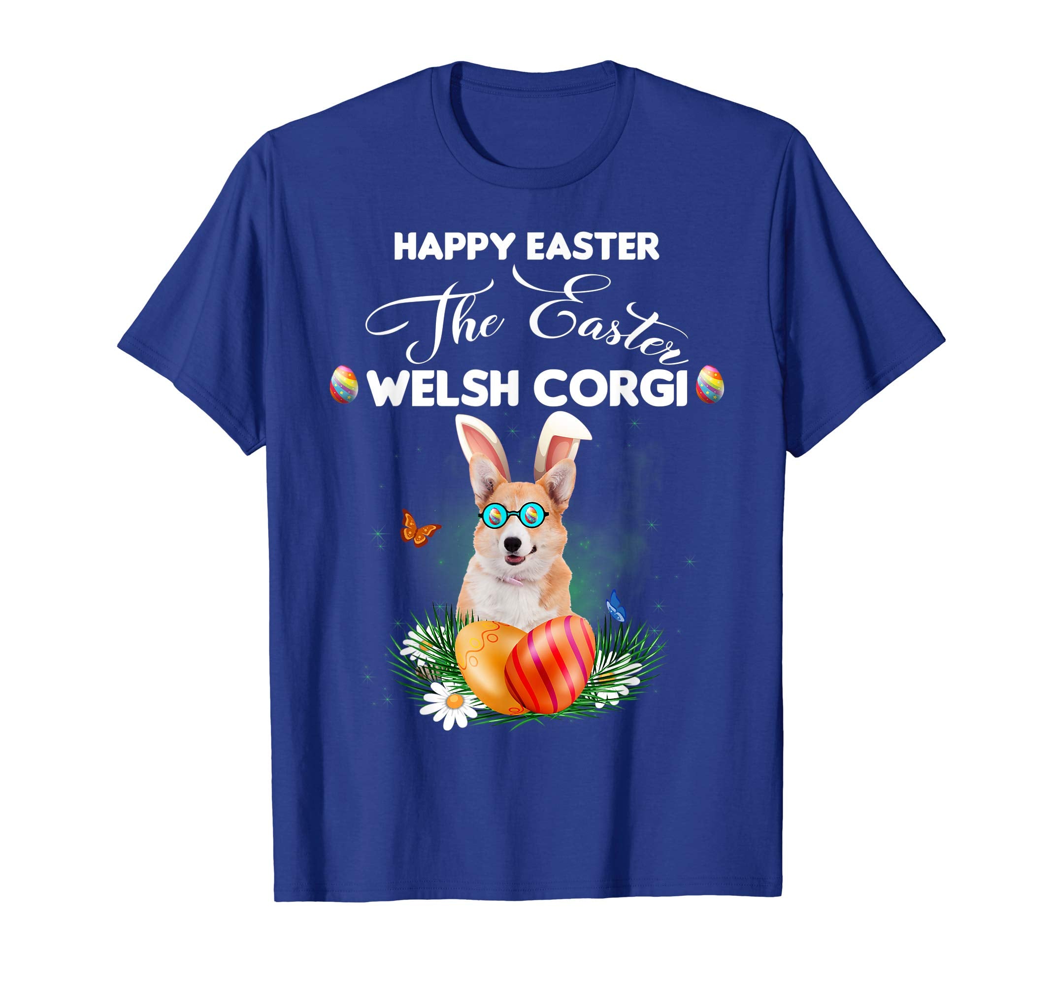Welsh Corgi Dog Sunglass Bunny Happy Easter Day Tshirt