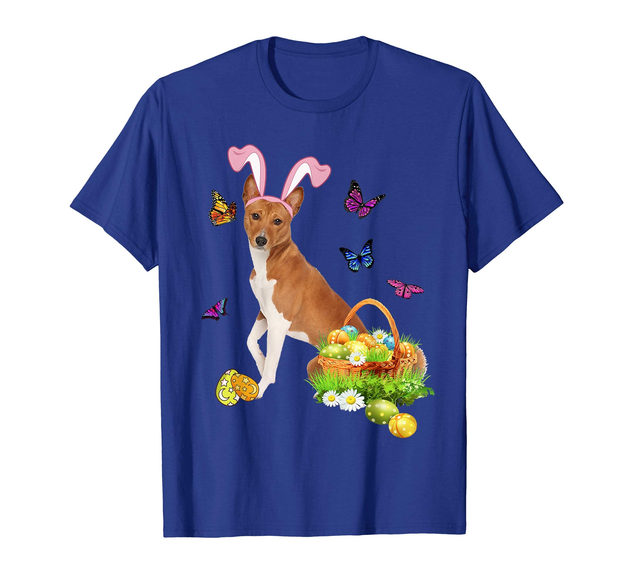 Basenji Bunny Hat Rabbit Easter Eggs T-Shirt