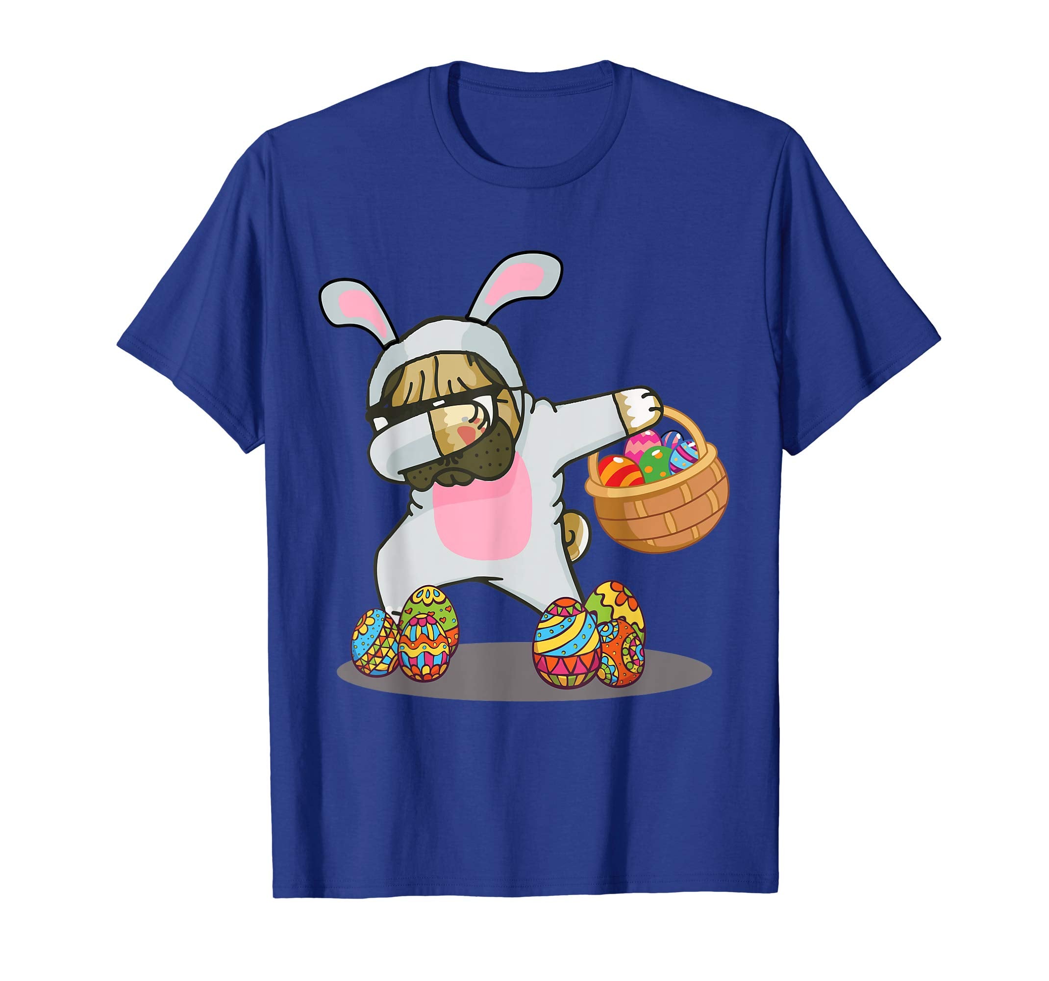 Cute Dabbing Pug Easter Bunny Egg Basket T-Shirt Gifts