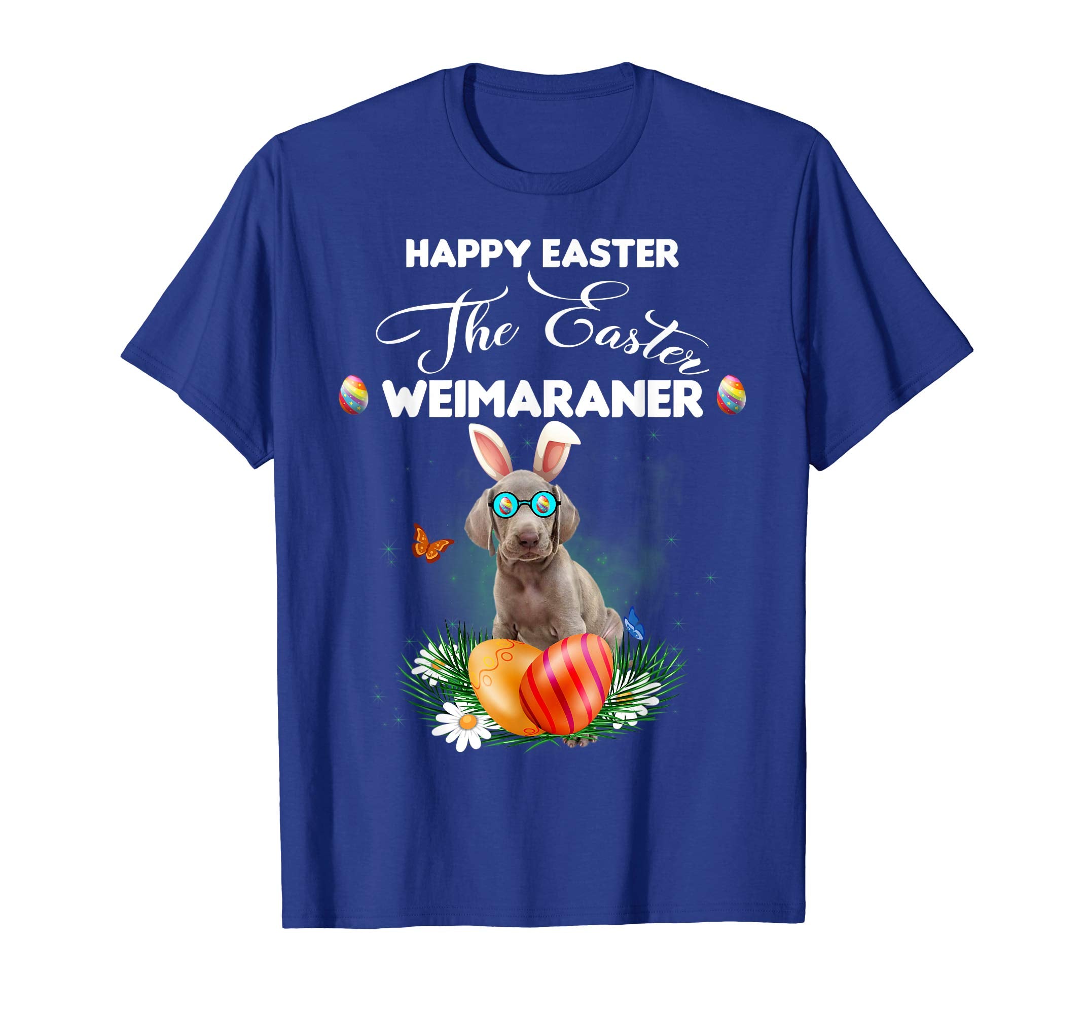 Weimaraner Dog Sunglass Bunny Happy Easter Day Tshirt