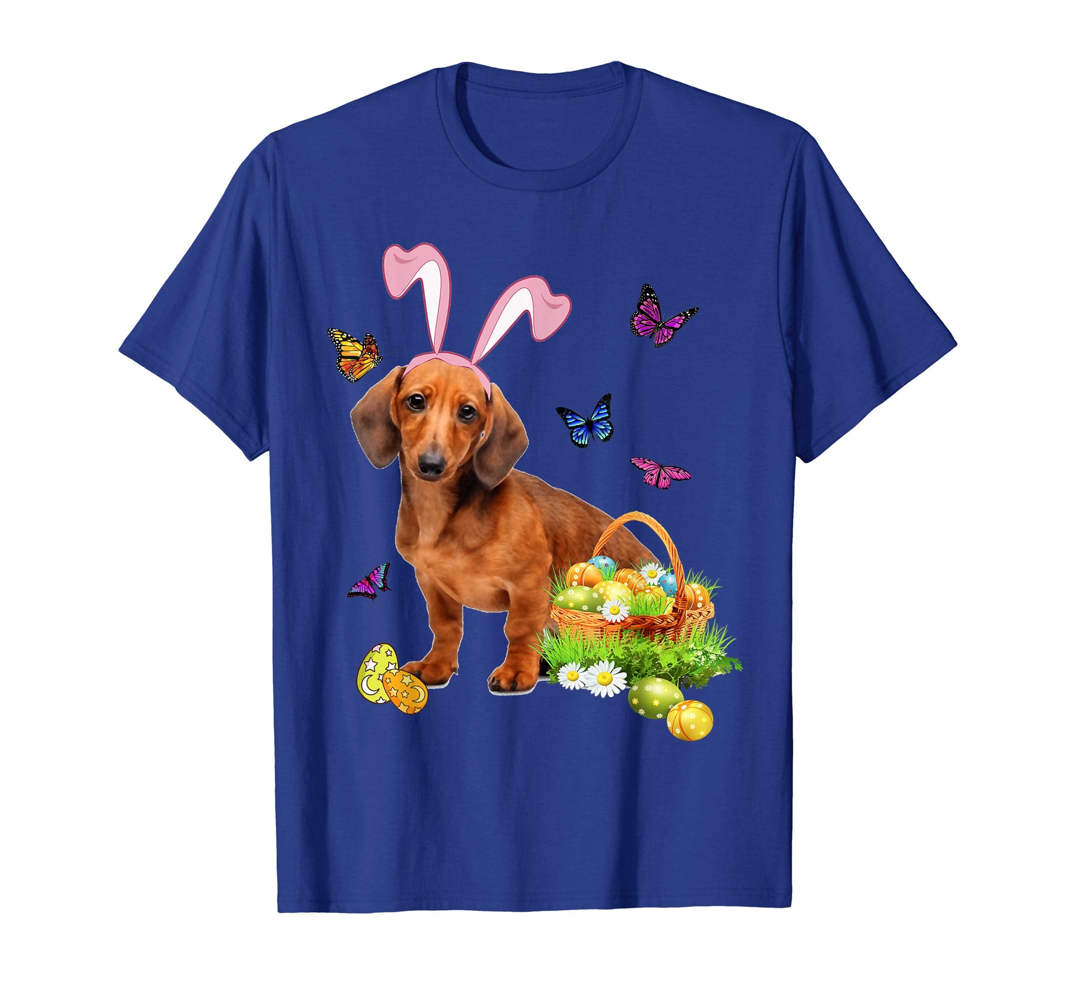 Dachshund Bunny Hat Rabbit Easter Eggs T-Shirt