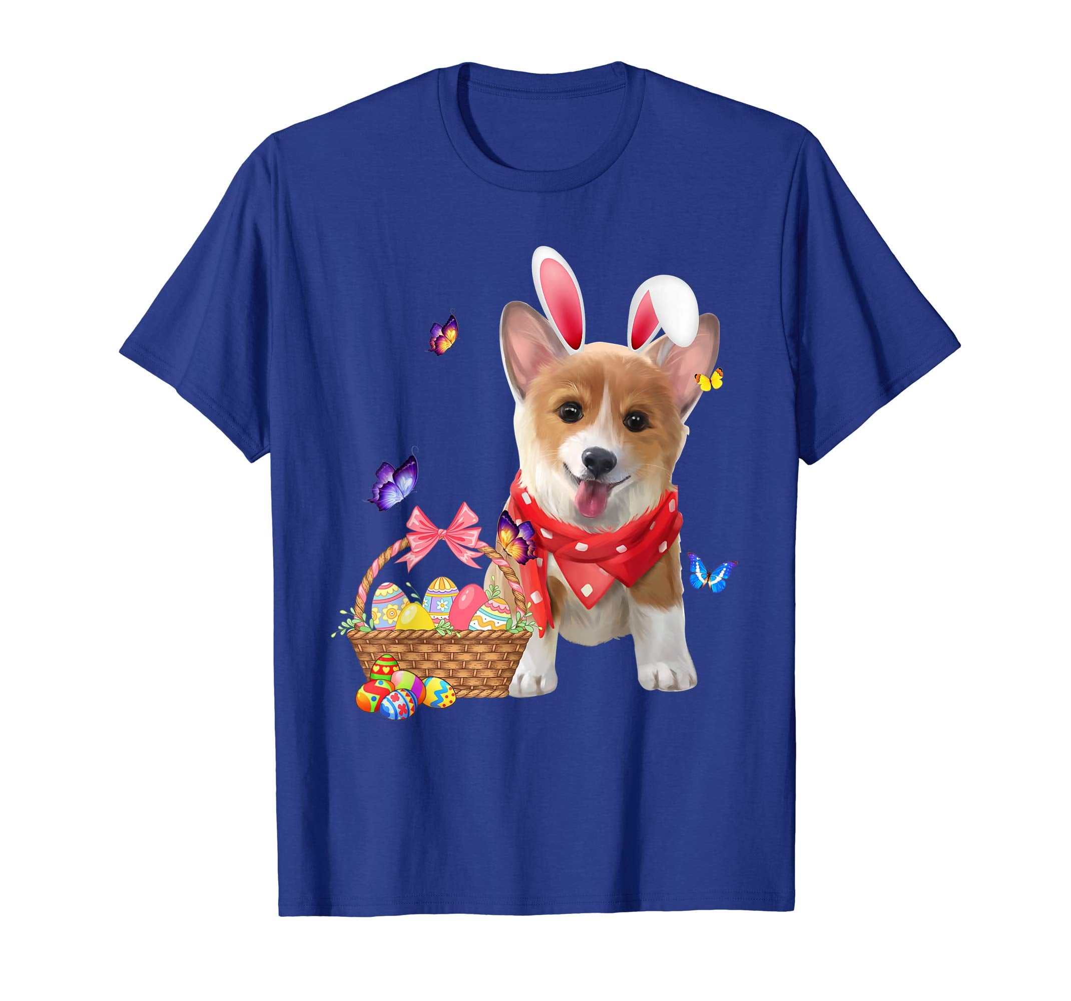 Funny Corgi Bunny with Eggs Easter T shirt Dog lovers