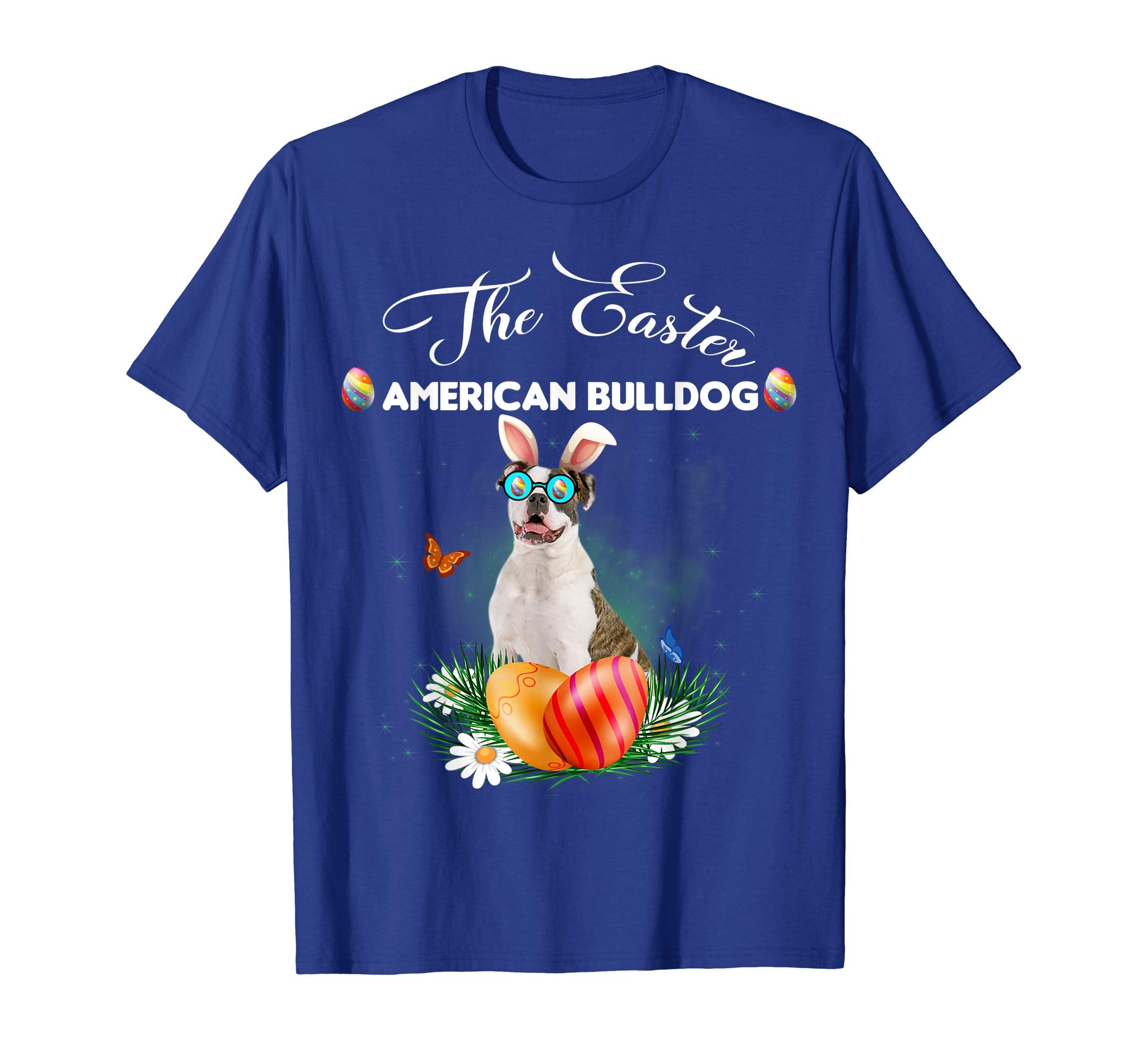 American Bulldog Bunny Easter Day Dog Gifts T-Shirt