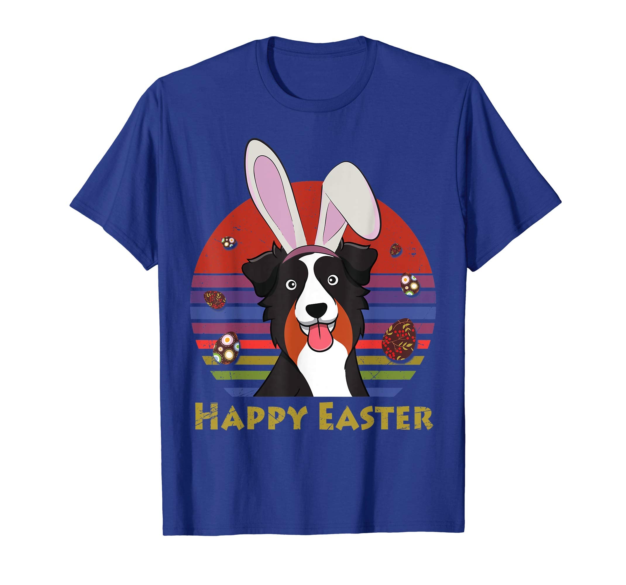 Australian Shepherd With Bunny Headband Happy Easter Tshirt