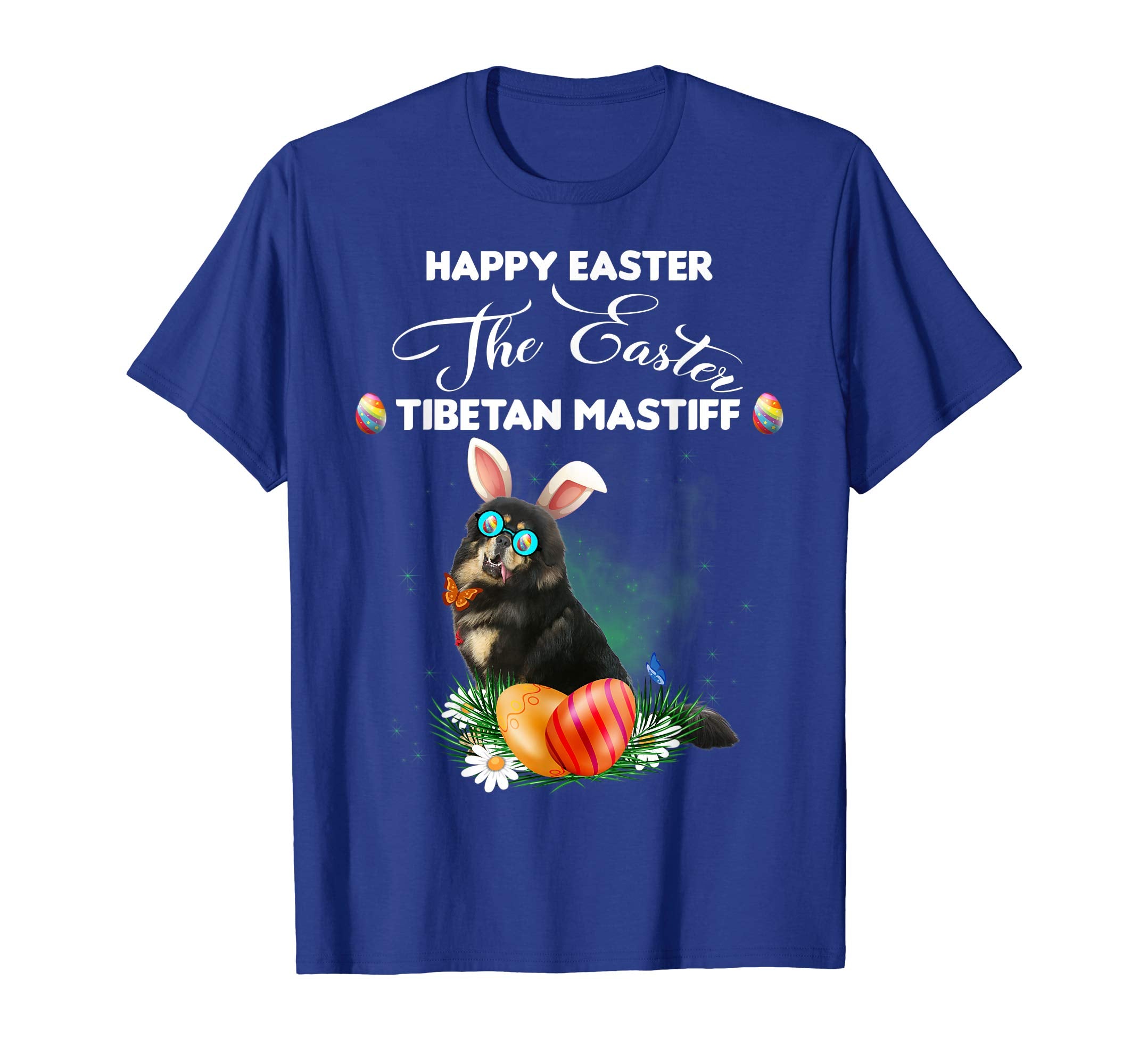 Tibetan Mastiff Dog Sunglass Bunny Happy Easter Day Tshirt