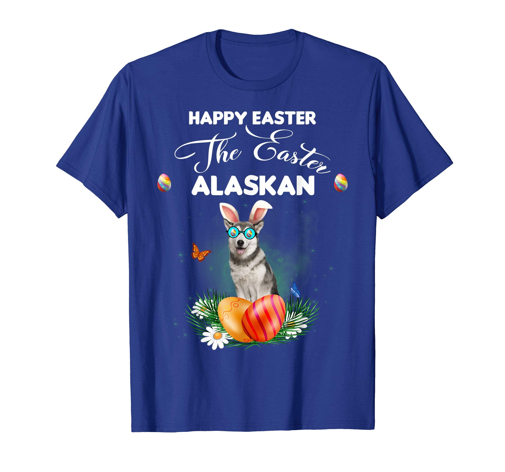 Alaskan Dog Sunglass Bunny Happy Easter Day Tshirt
