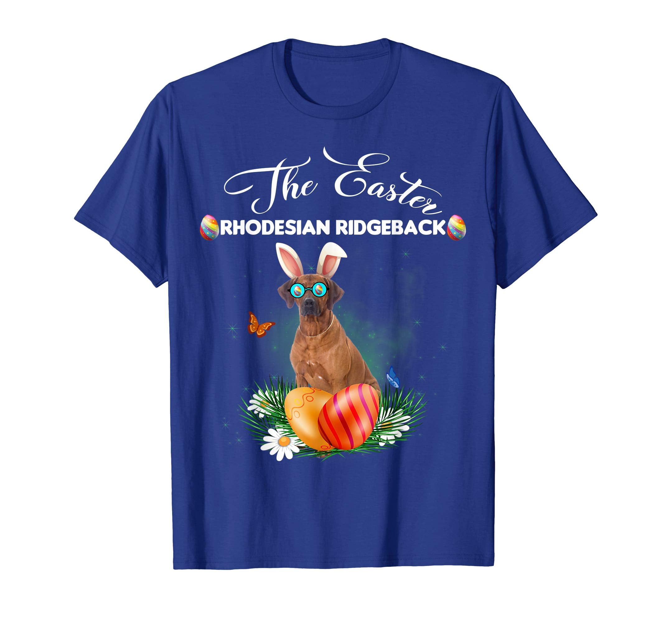 Rhodesian Ridgeback Bunny Easter Day Dog Gifts T-Shirt
