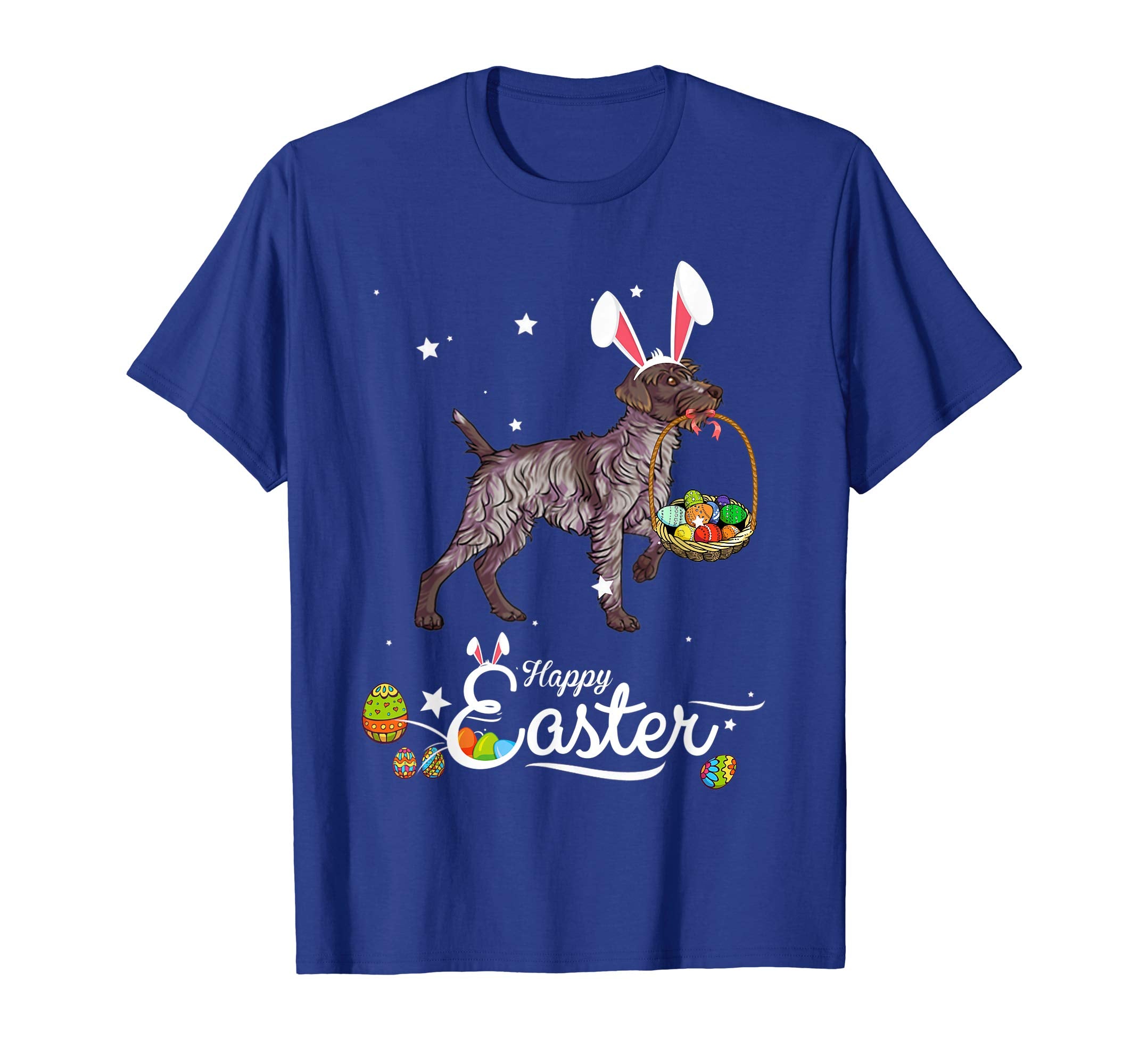 Wirehaired Pointing Griffon Dog With Bunny Hat Easter TShirt