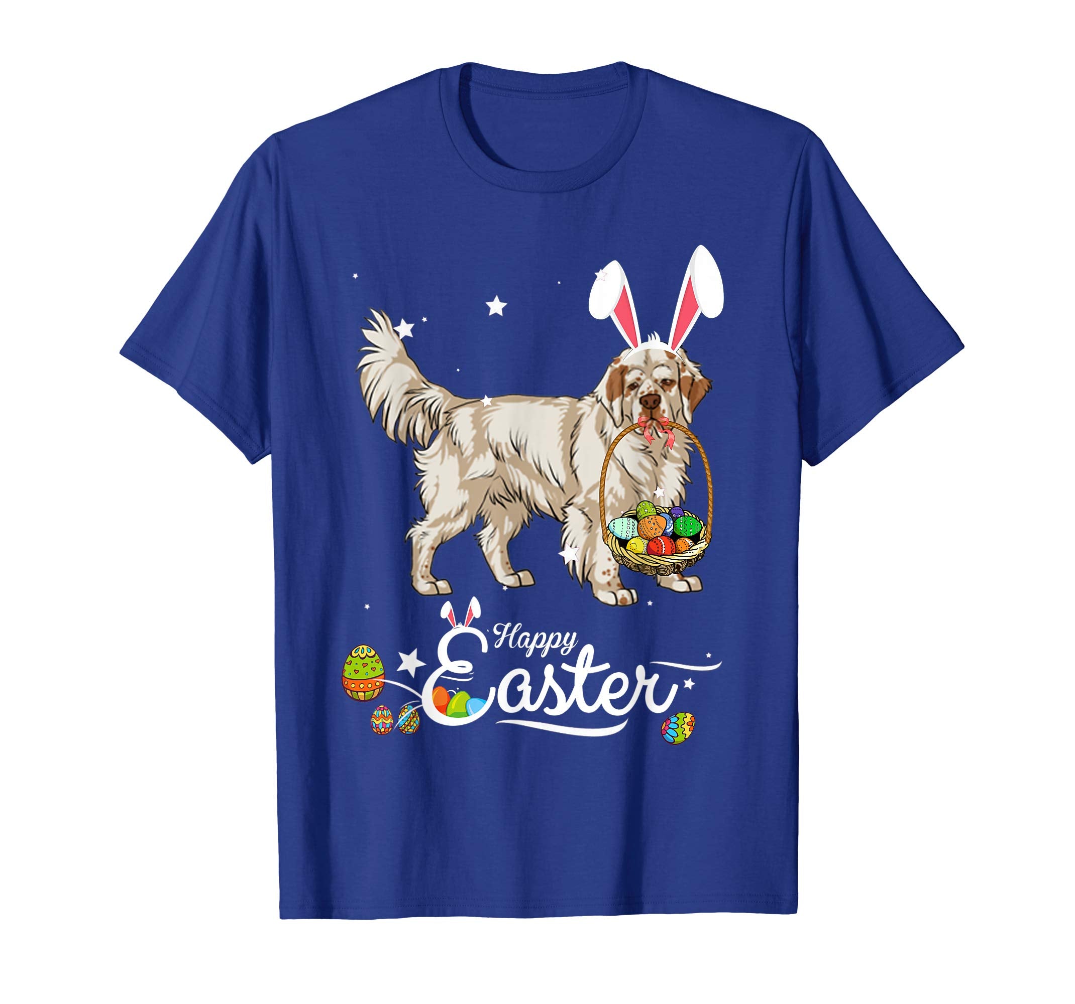 Clumber Spaniel Dog With Bunny Hat Easter Costume T Shirt