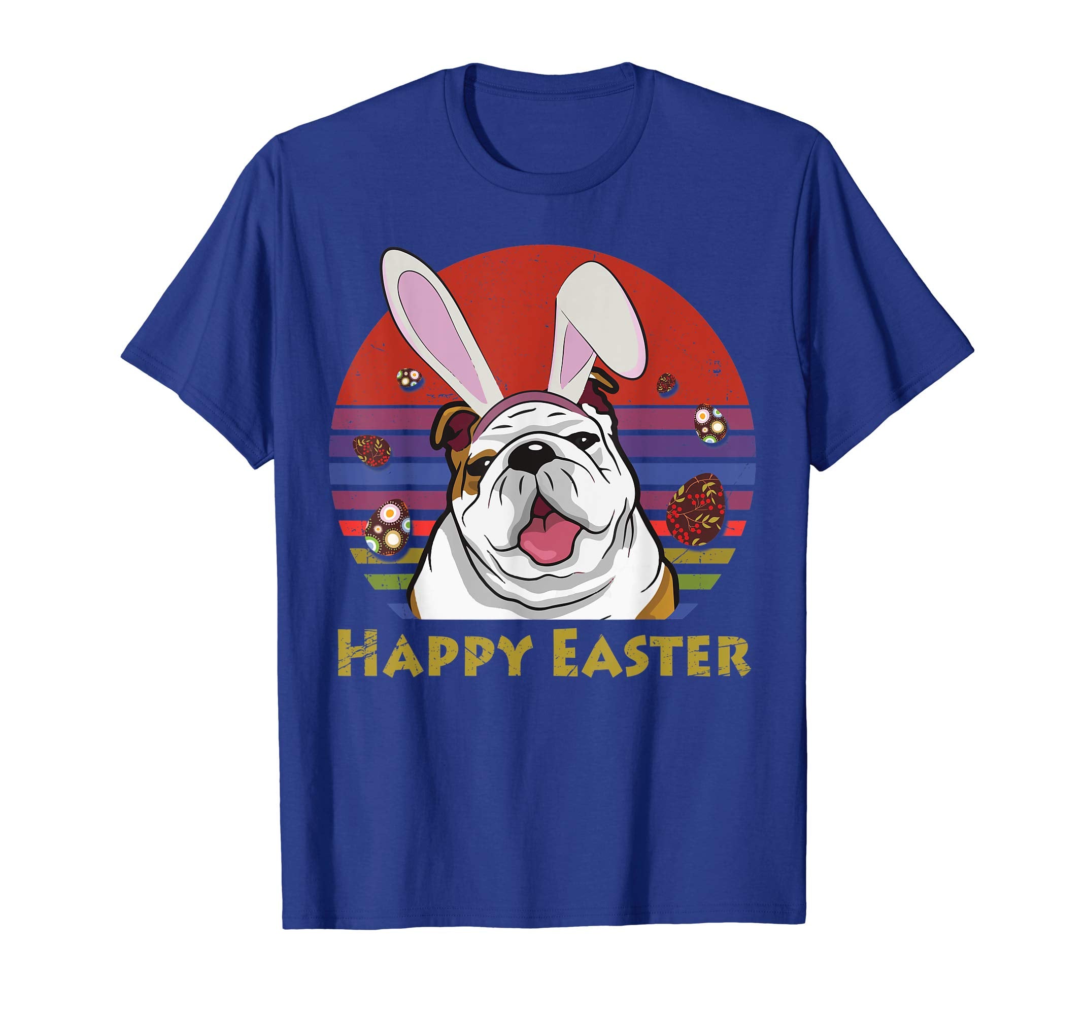 Bulldog With Bunny Headband Happy Easter Tshirt Easter Gifts