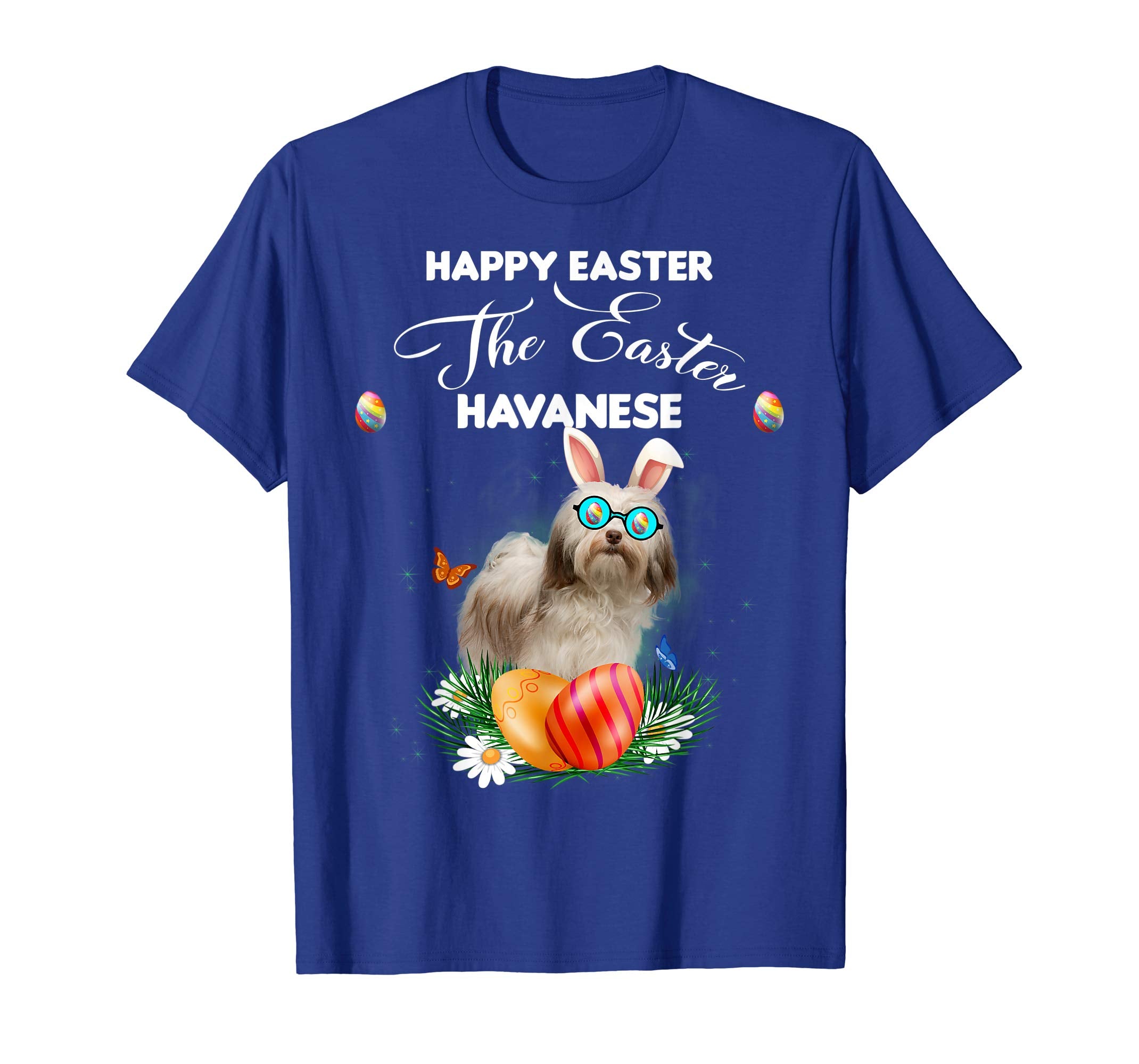 Havanese' Dog Sunglass Bunny Happy Easter Day Tshirt