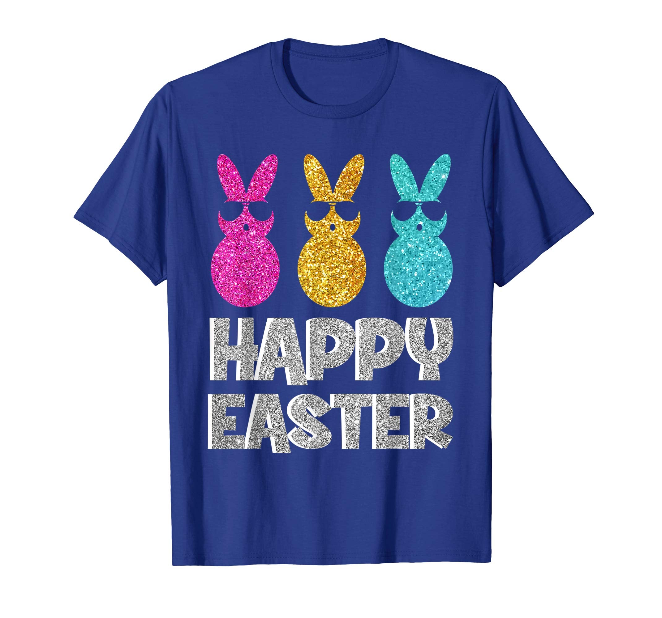 Colorful Three Bunnies with Sunglasses Happy Easter T-shirt