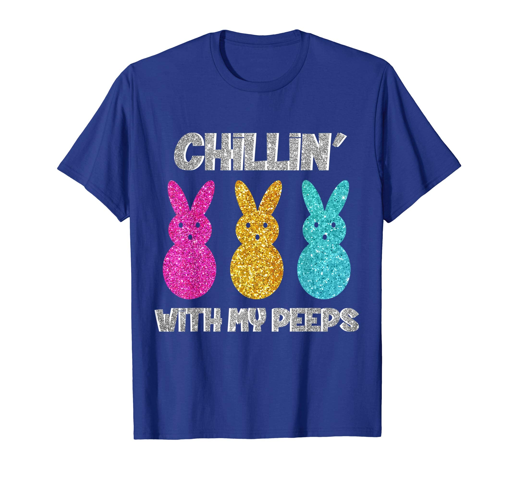Funny Colorful Bunny Chillin With My Peeps Easter T-Shirt