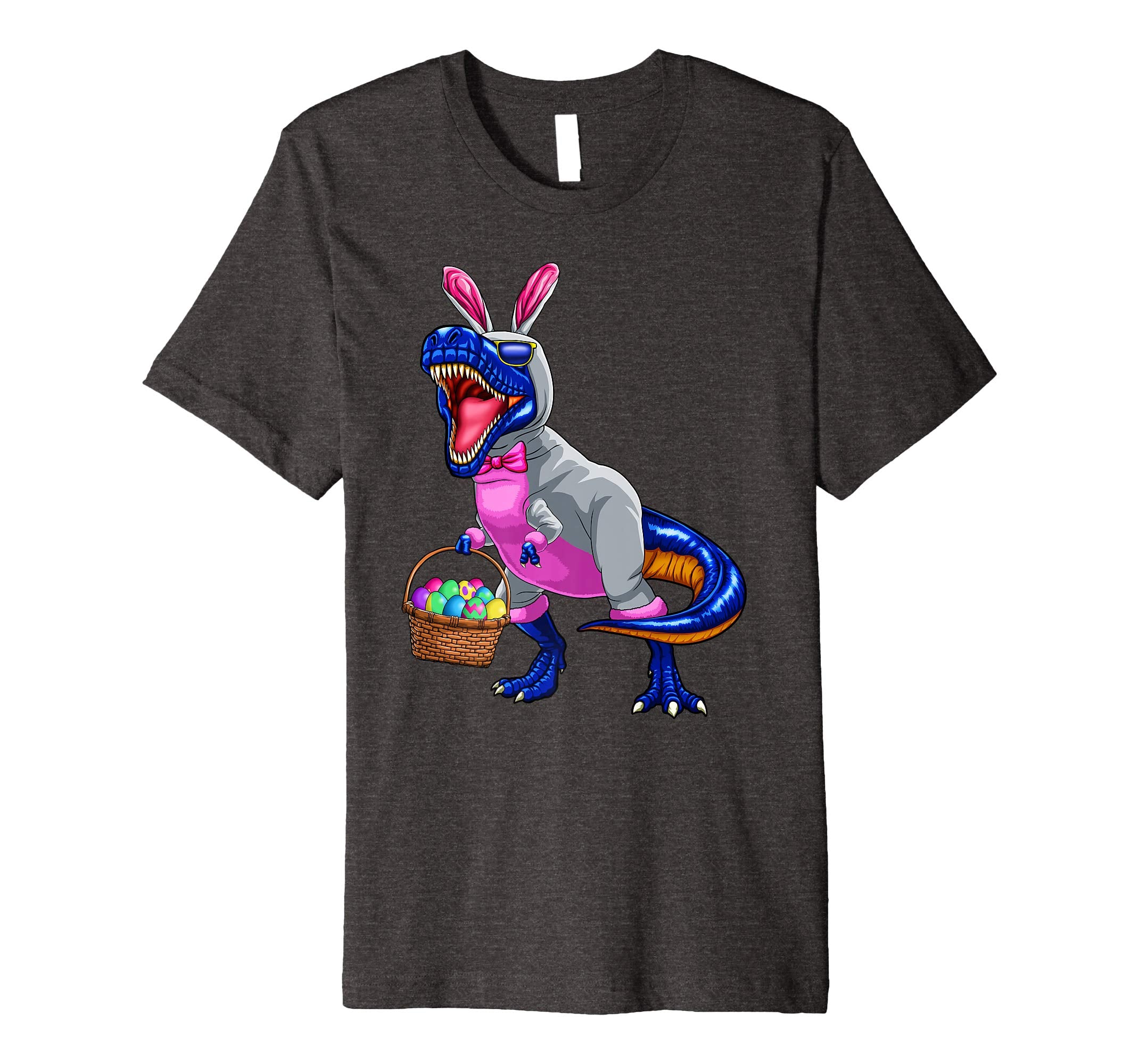 Easter T Rex Dinosaur Shirt Kids Boys Bunny Basket Eggs