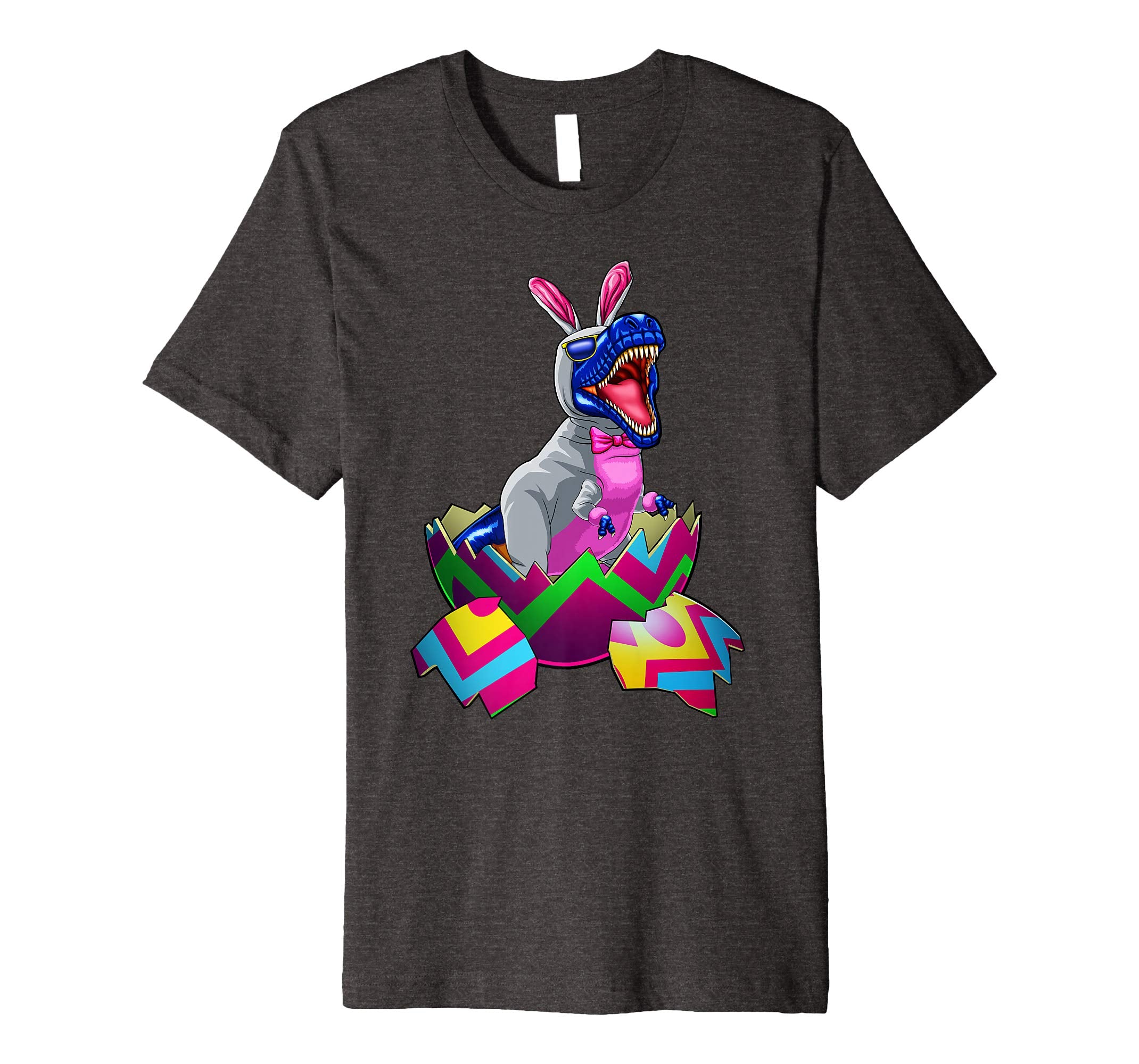 Easter T Rex Dinosaur Shirt Kids Boys Bunny Basket Eggs
