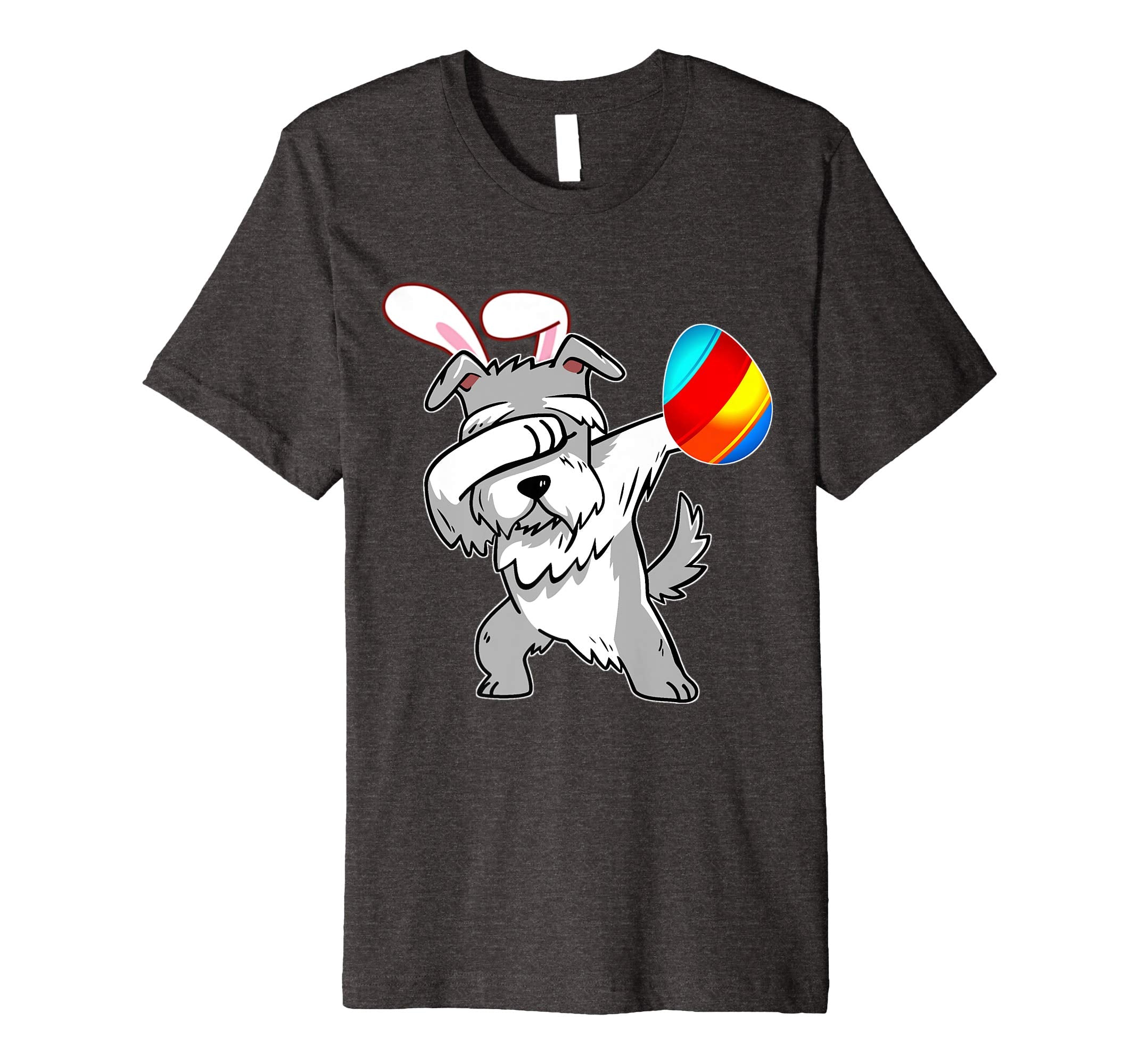 Easter Bunny Dabbing Schnauzer Dog Tshirt Egg Ears Gift