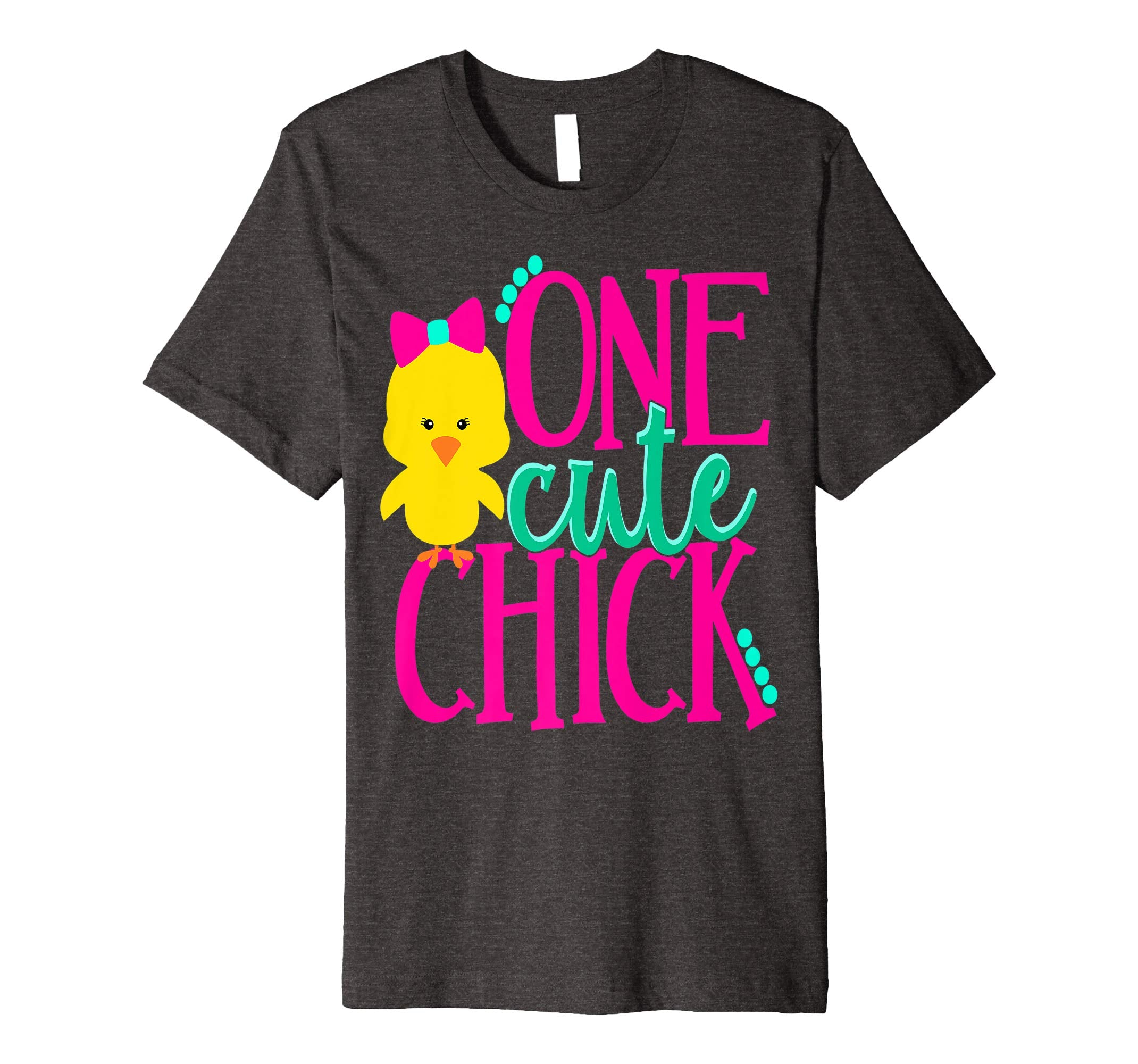 Girls Easter Shirt Kids One Cute Chick Spring Pink School