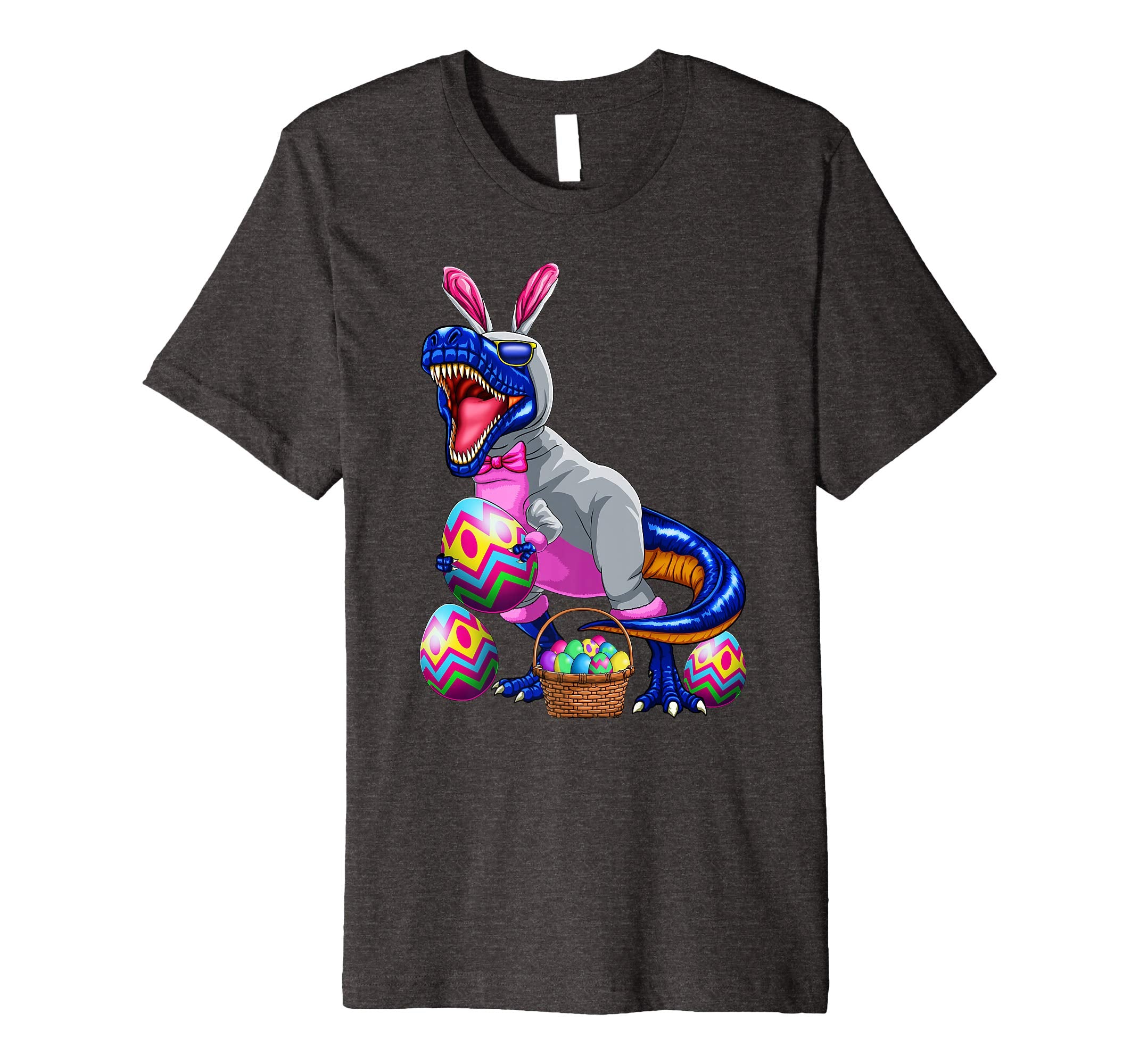 Easter T Rex Dinosaur Shirt Kids Boys Bunny Basket Eggs
