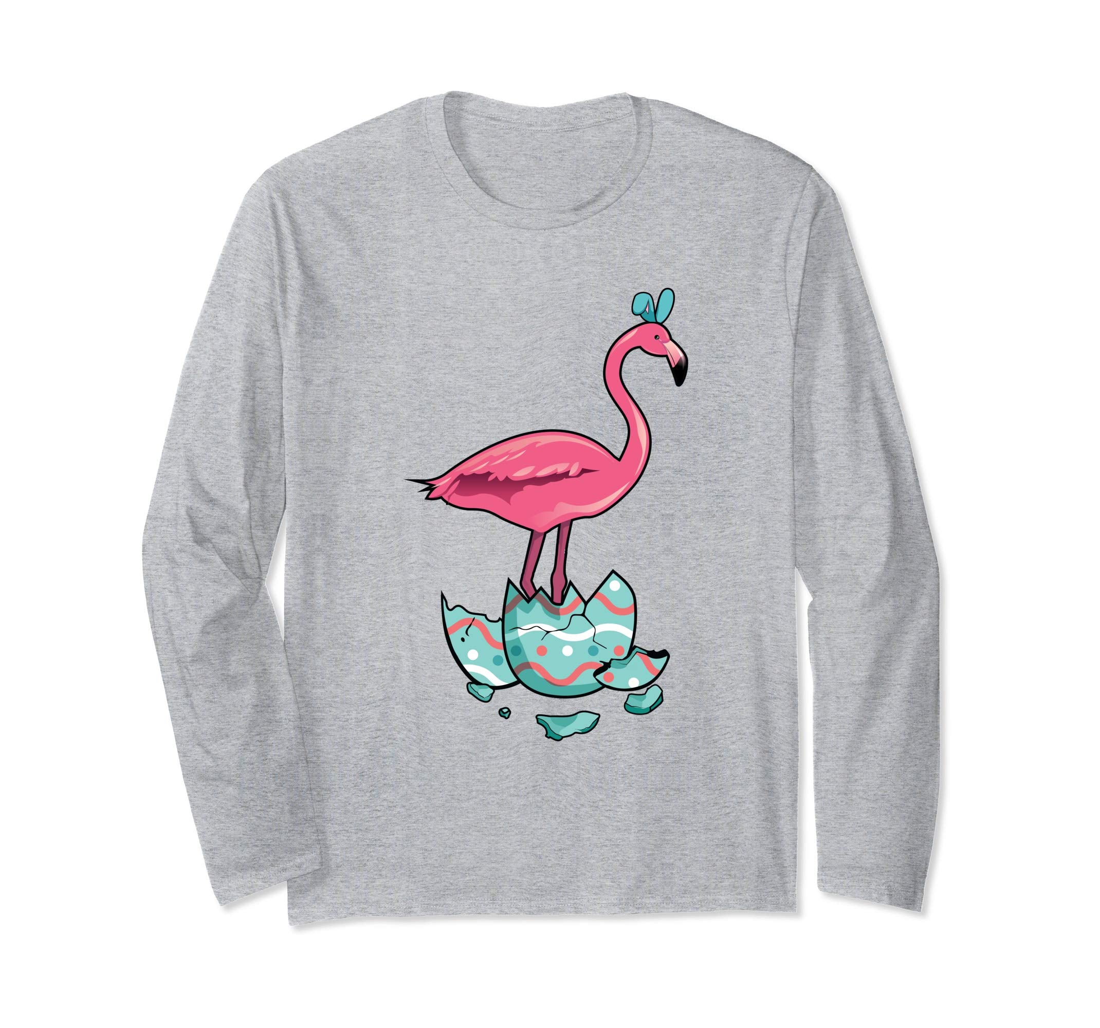 Flamingo Print Easter Egg Long Sleeve Shirt