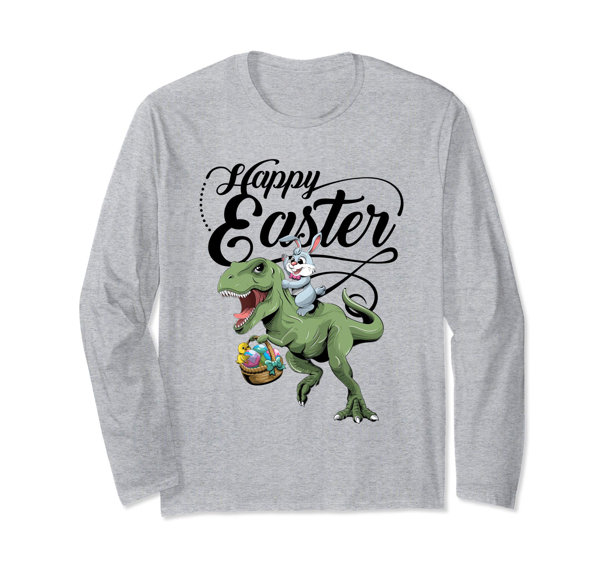 Easter T Shirt for Boys with Cool Bunny and T-rex Egg Hunt
