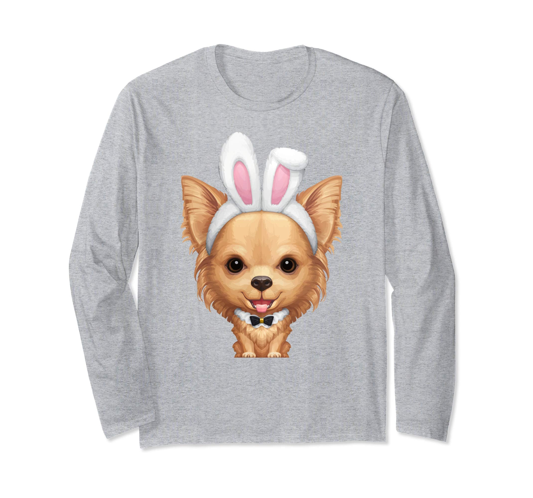 Fawn Long Coat Chihuahua Easter Bunny Long Sleeve T-Shirt