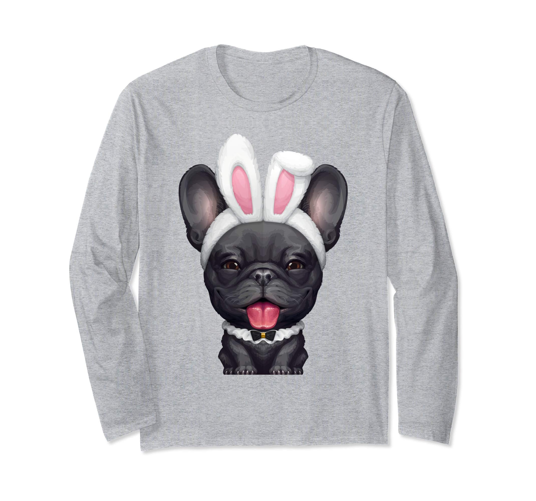Black Frenchie in Easter Bunny Costume Long Sleeve T-Shirt