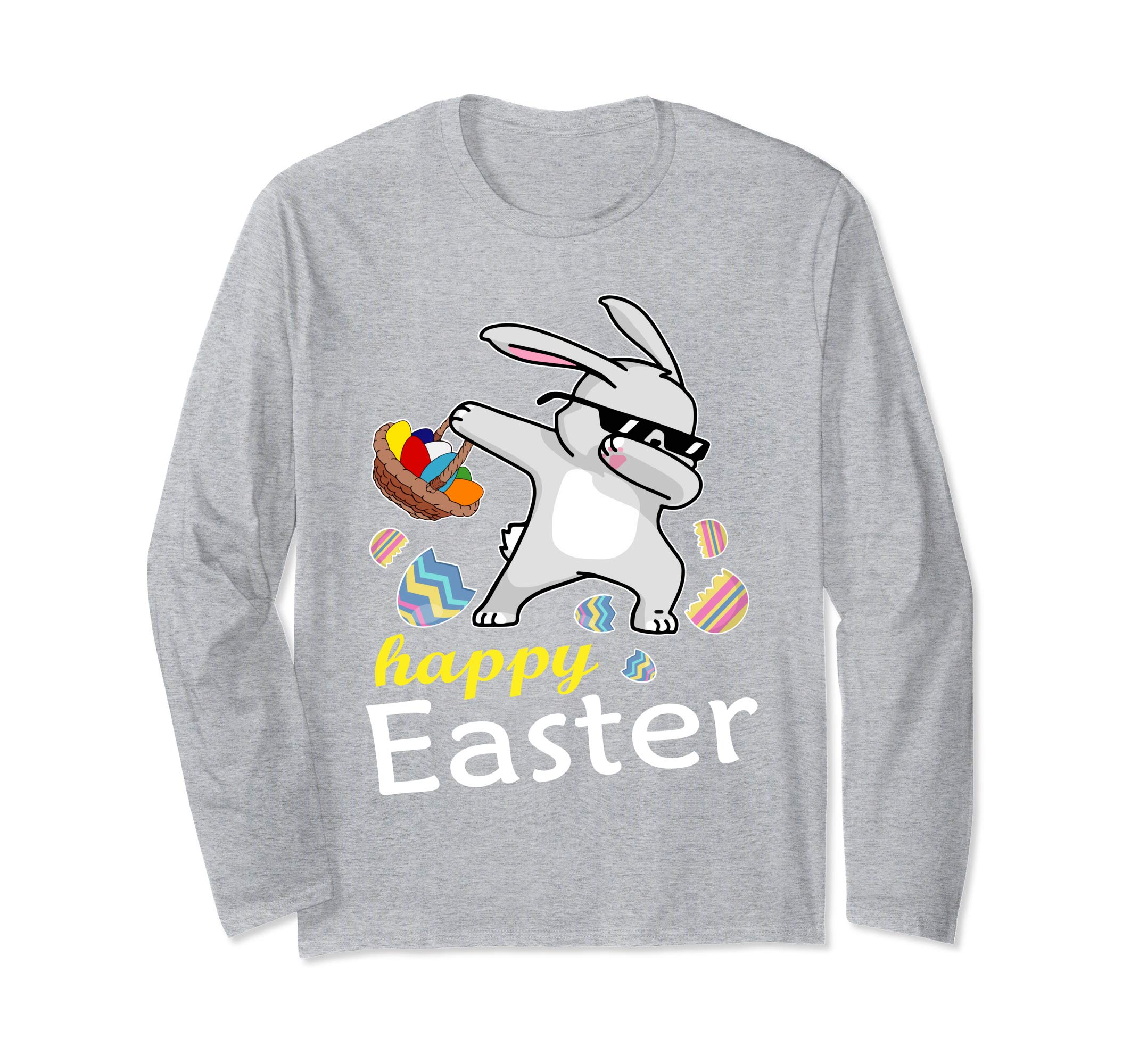 Bunny Rabbit &amp; Easter Egg Basket Dabbing Happy Easter Shirt