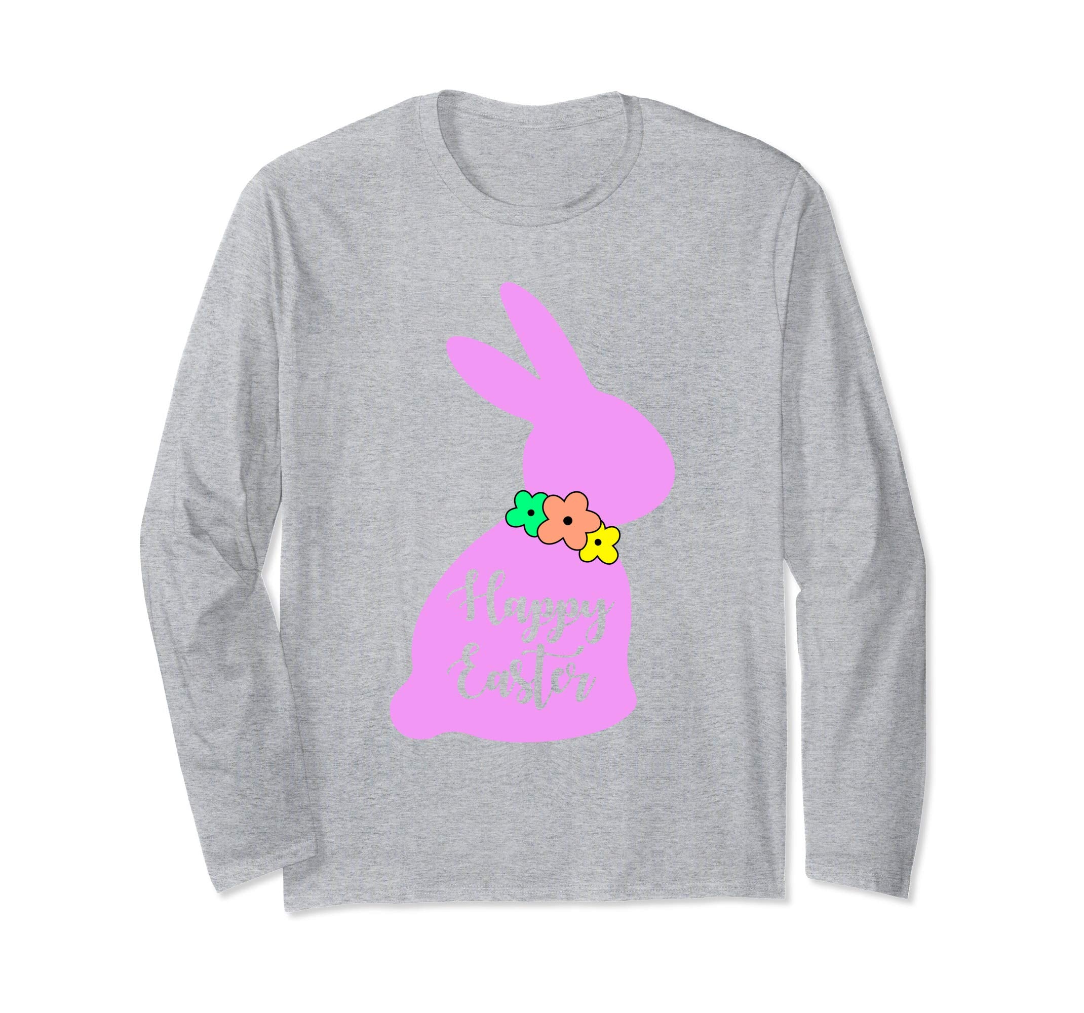 Happy Easter Bunny Silhouette Bow Long Sleeve T Shirt Gift