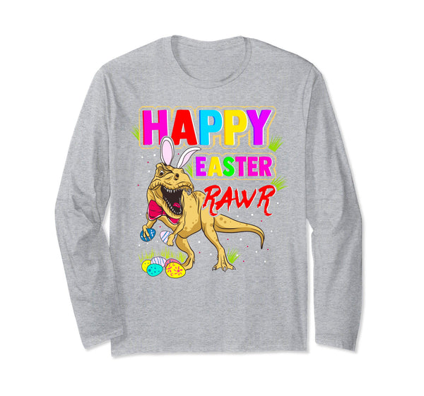 T-Rex Dinosaur Easter Bunny Shirt Kids School Eggs Rawr