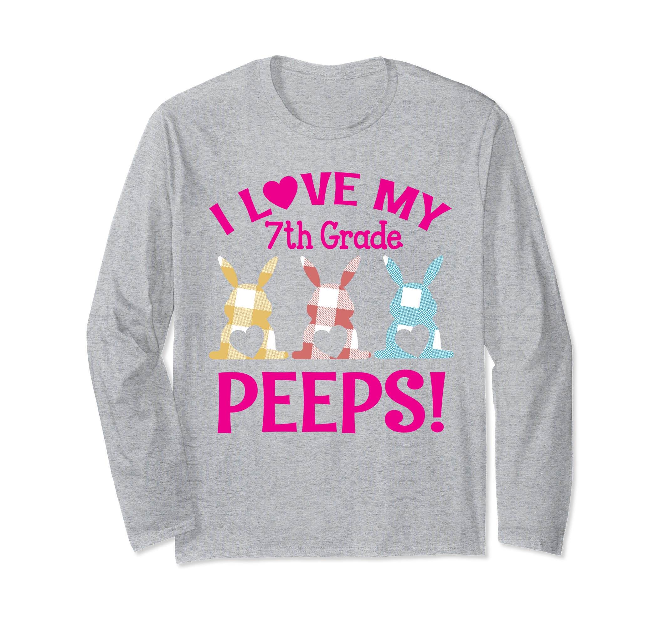 I Love My 7th Grade Peeps Bunnies Teacher Easter Retro Shirt