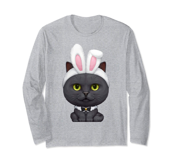 Black Cat in the Easter Bunny Costume Long Sleeve T-Shirt