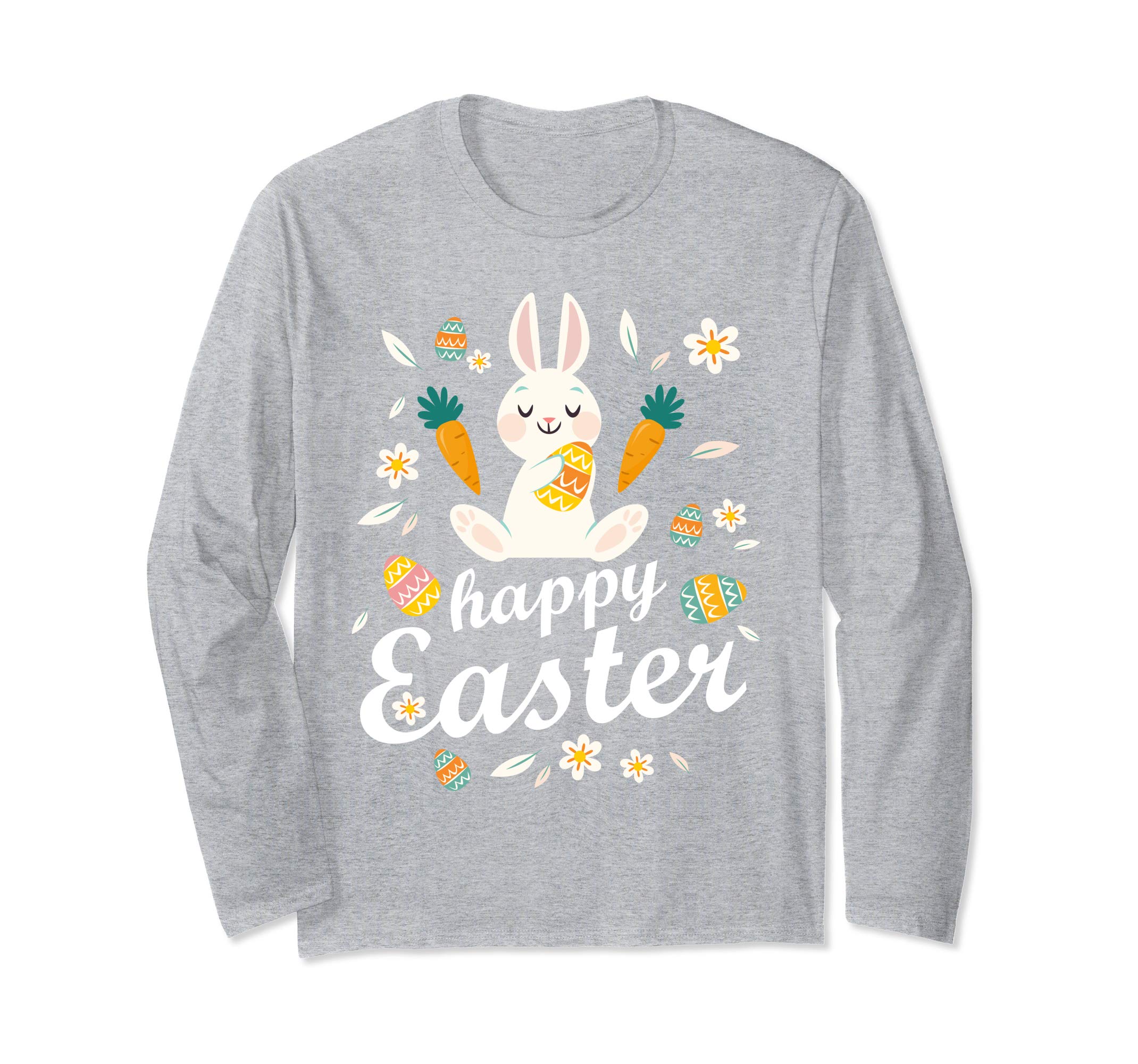Bunny Dancing With Easter Eggs Carrot Flowers Happy Shirt