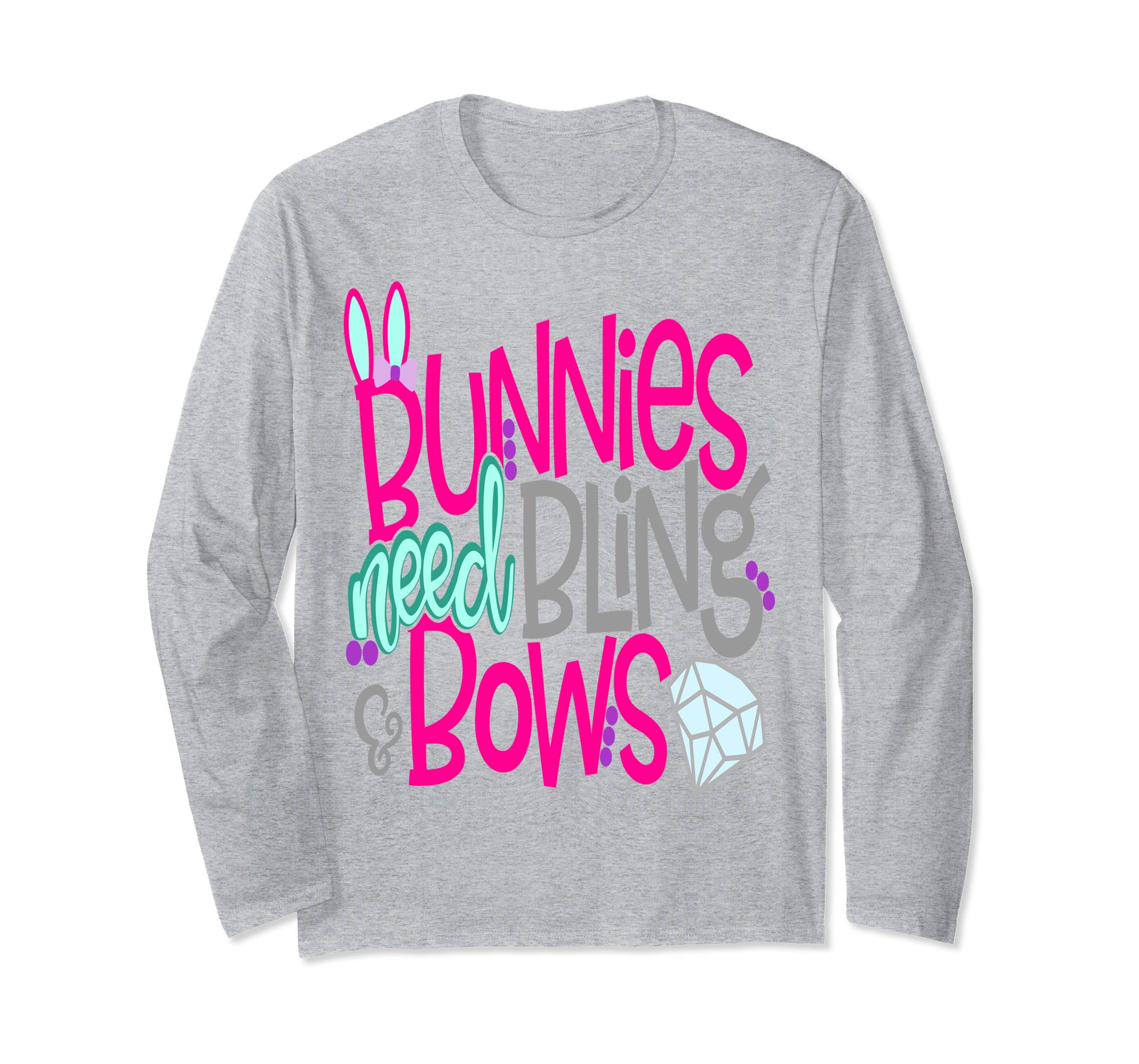 Bunnies Need Bling and Bows Cute Easter Bunny Shirt Girls